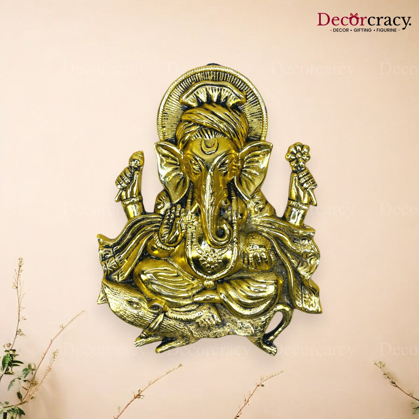 Shree Ganesh Mushak Metal golden