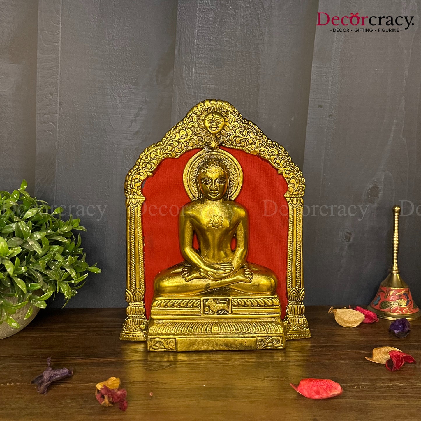 Shree Mahaveer Swami Frame Wall Hanging Metal golden