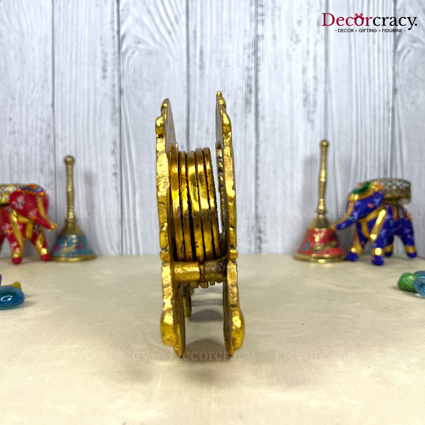 Mahabharat Rath Coster Krishna Arjun Metal golden