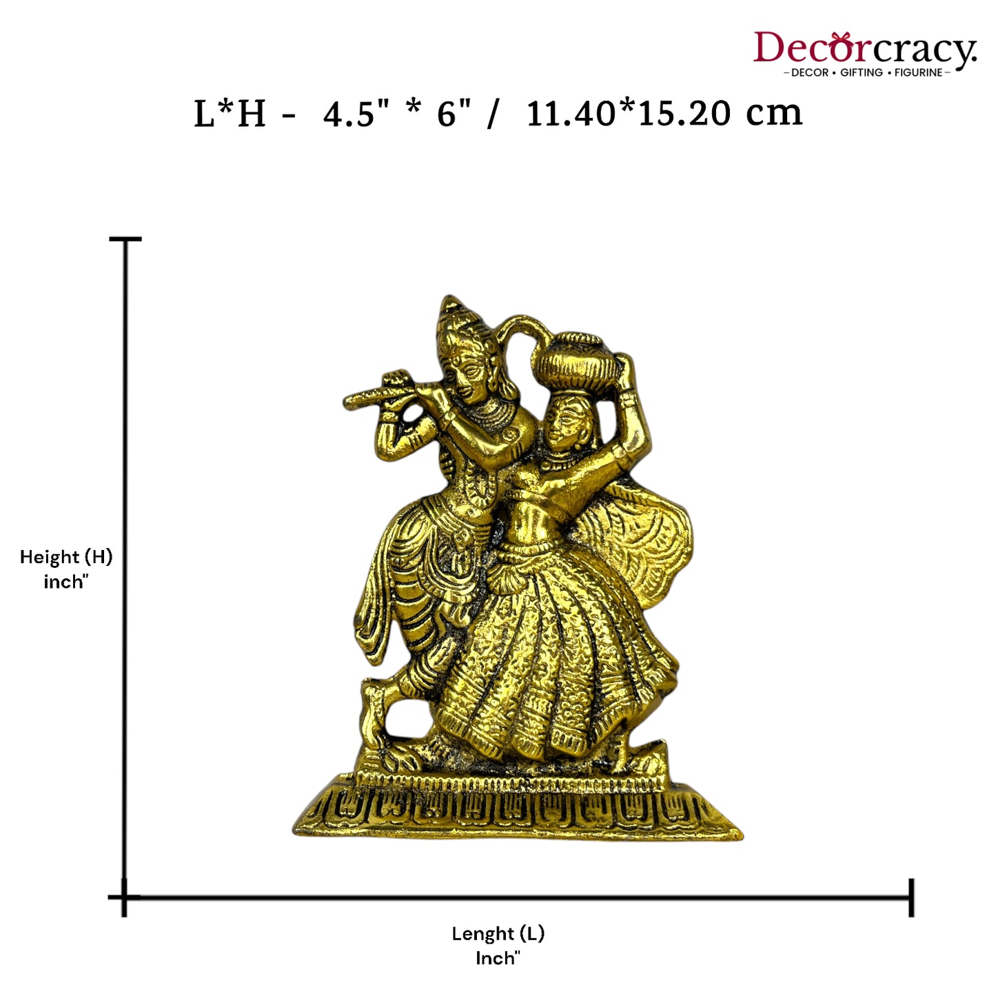 Radha Krishna Wall Hanging Metal golden