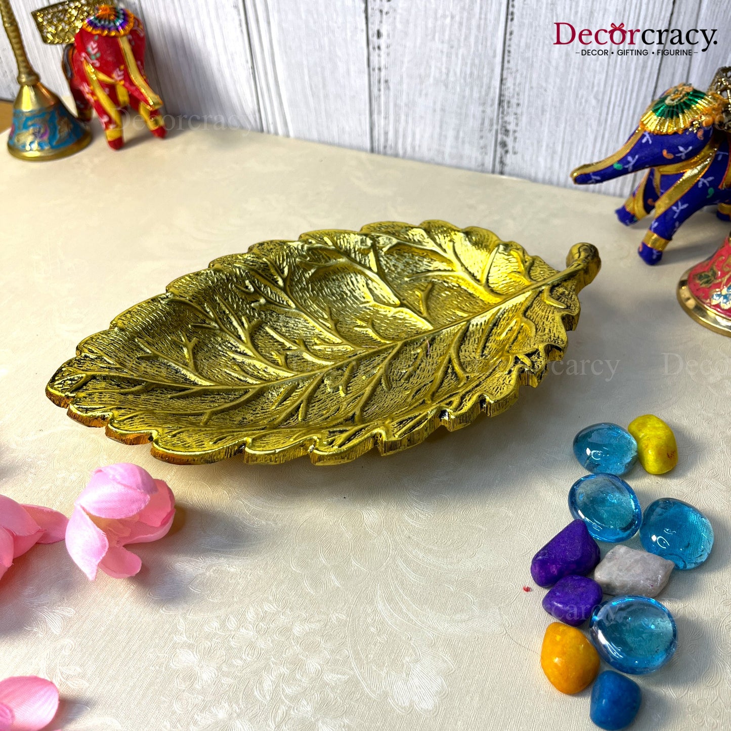 Leaf Serving Decorative Tray Metal golden