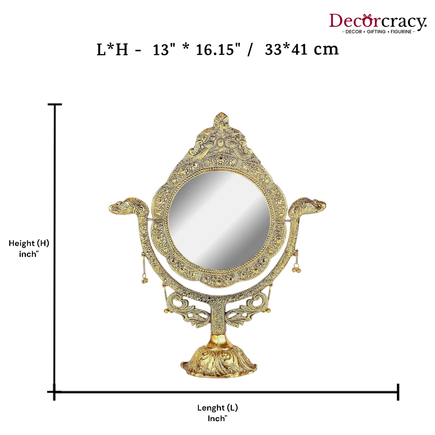 Peacock One Sided Mirror Metal golden