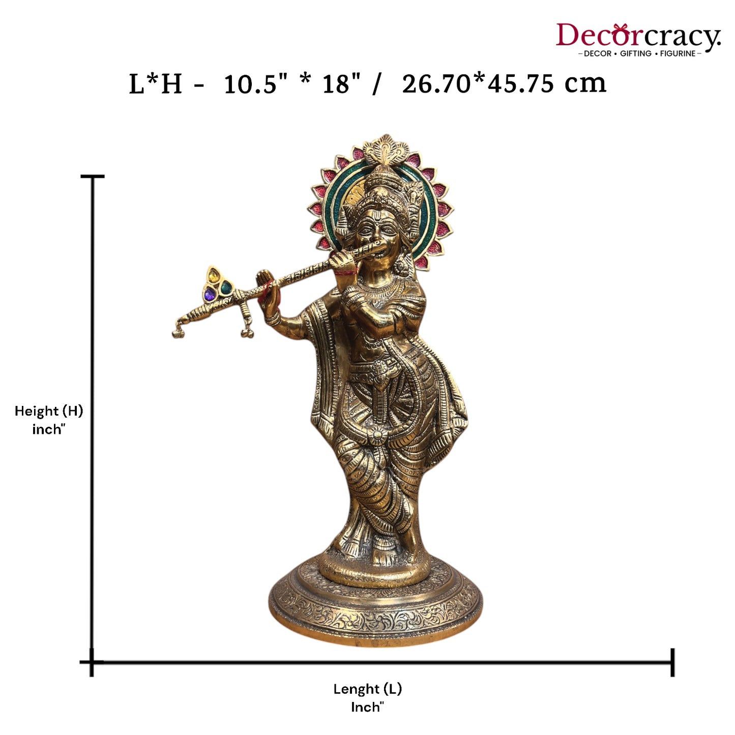 Shree Krishna with Bansuri Metal golden