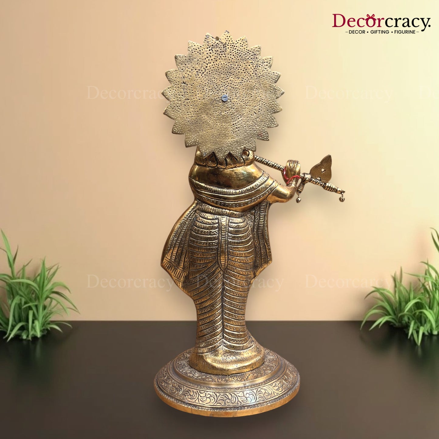 Shree Krishna with Bansuri Metal golden
