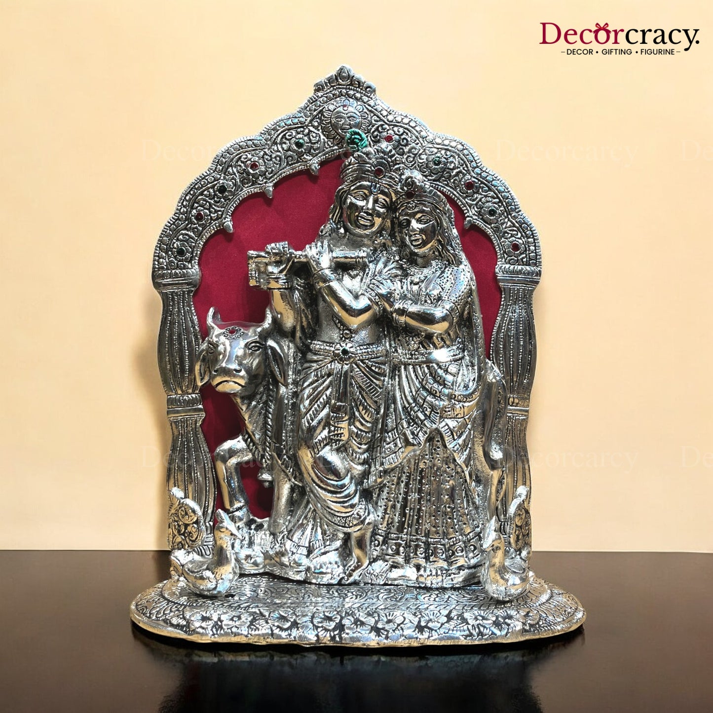 Shree Radha Krishna Cow Mehraab Metal silver