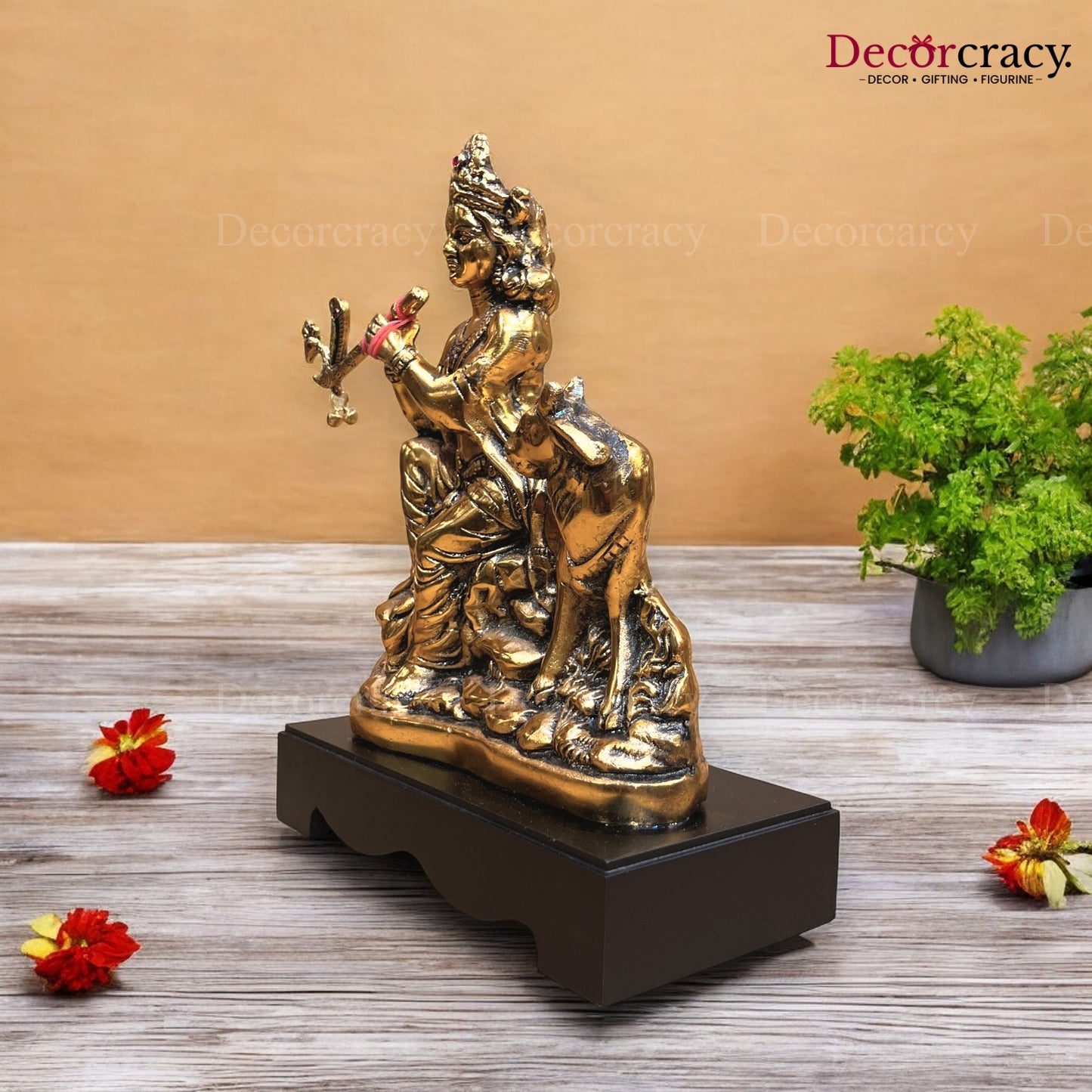 Shree Krishna with Bansuri Pavti Metal golden