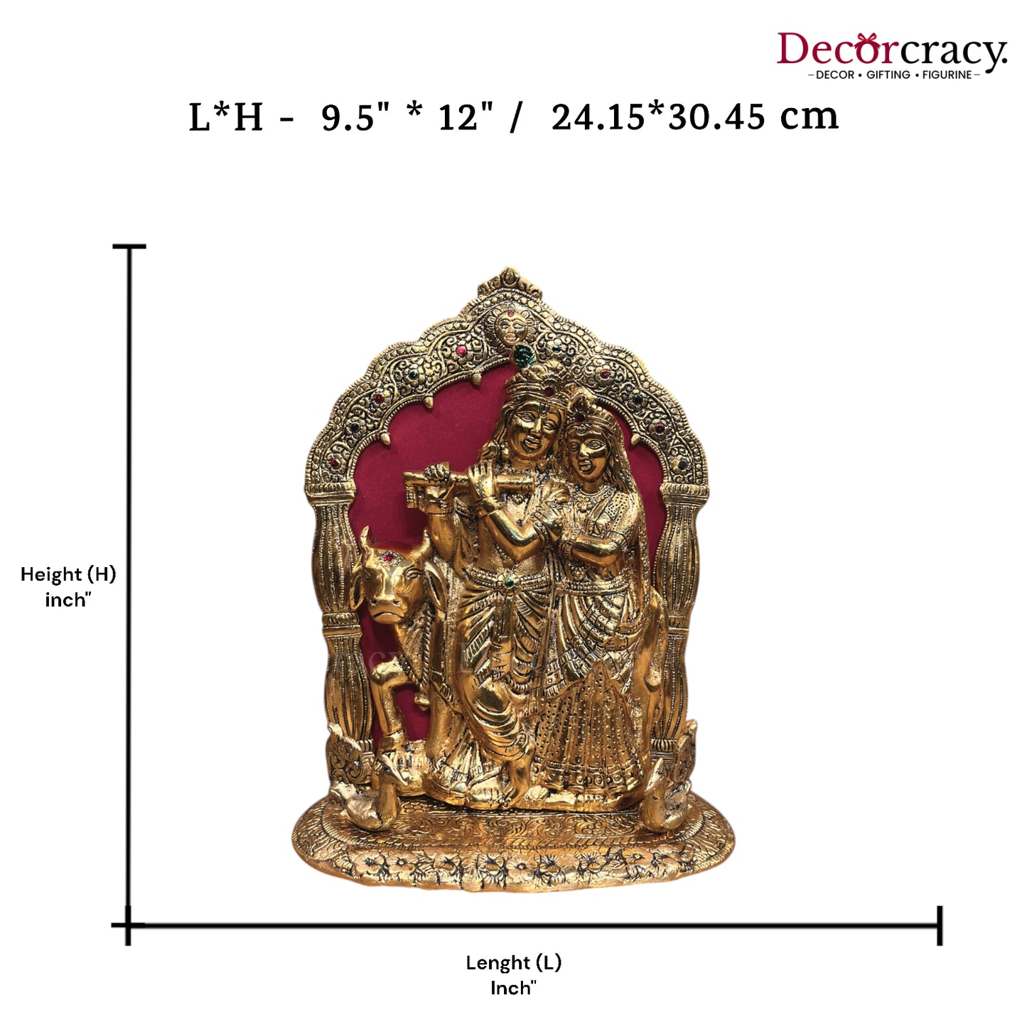 Shree Radha Krishna Cow Mehraab Metal golden