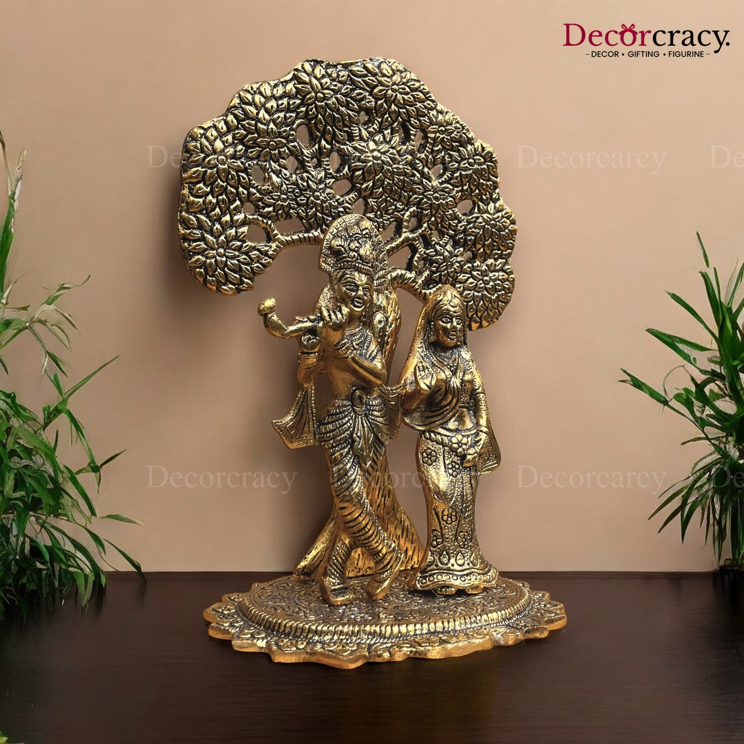 Shree Radha Krishna Tree Metal golden