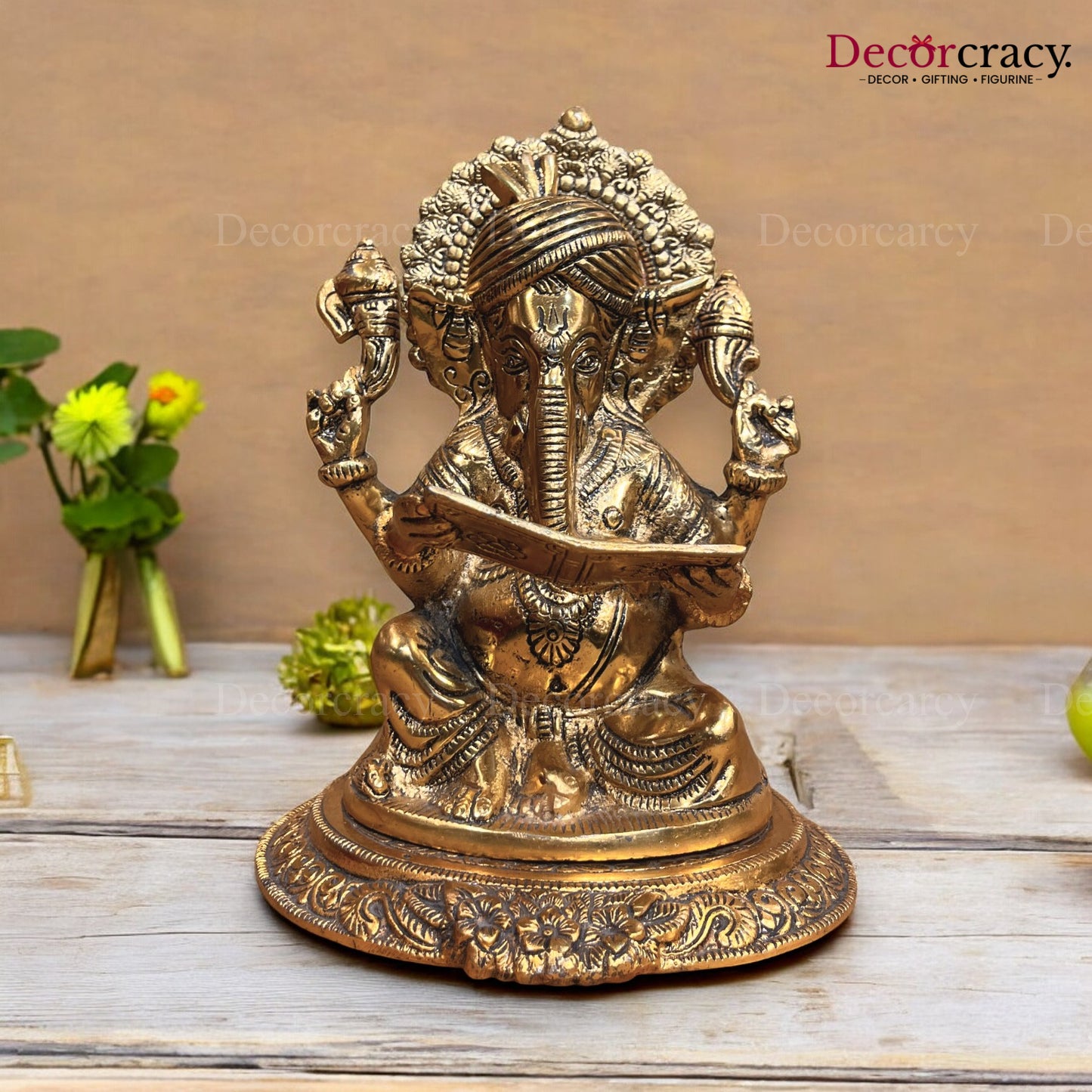 Pagdi Ganesh Reading Metal golden