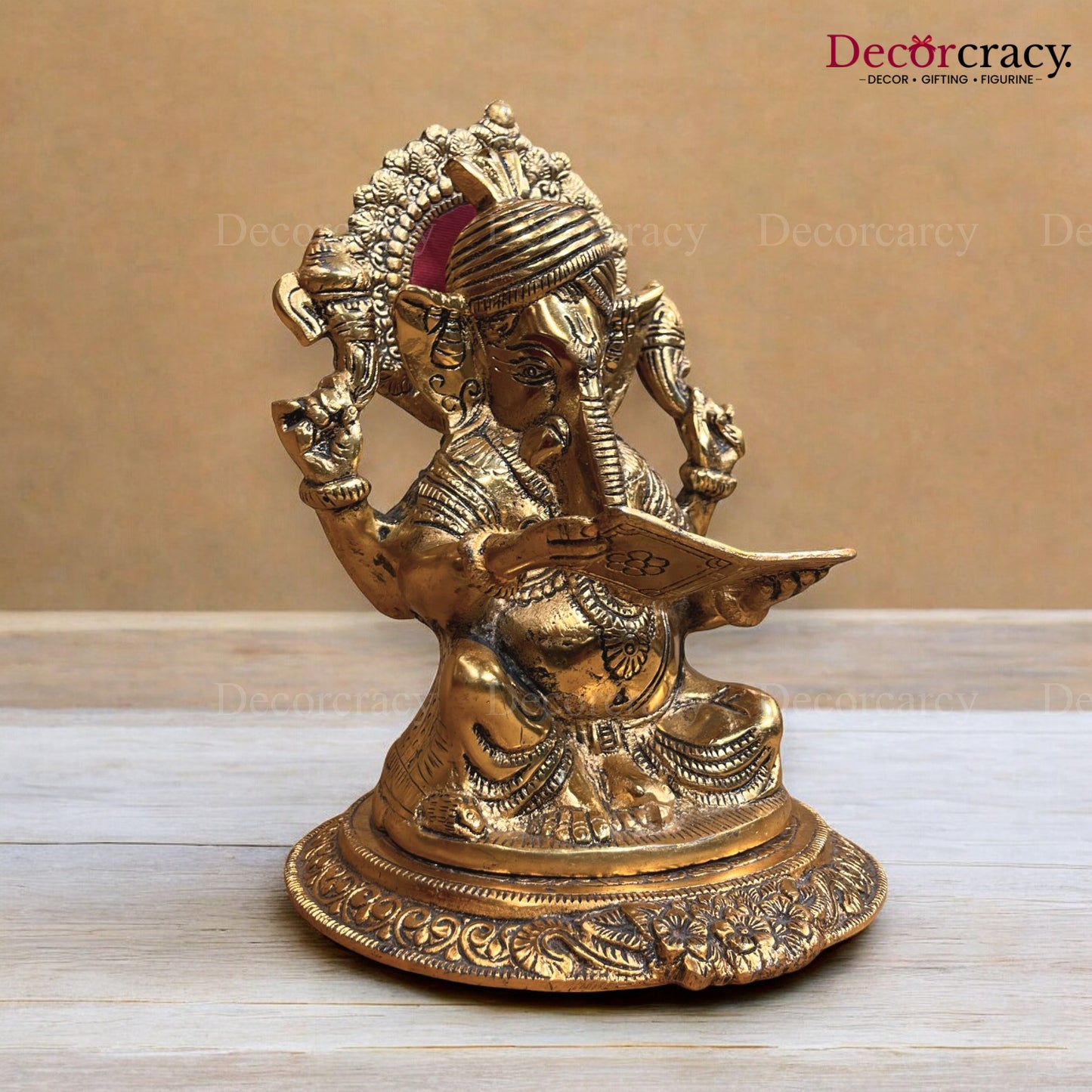 Pagdi Ganesh Reading Metal golden