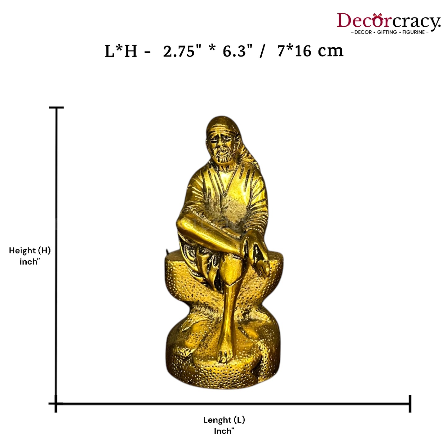Sai Baba Sitting Metal golden