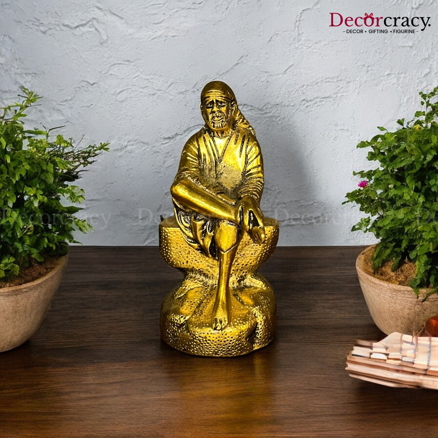 Sai Baba Sitting Metal golden