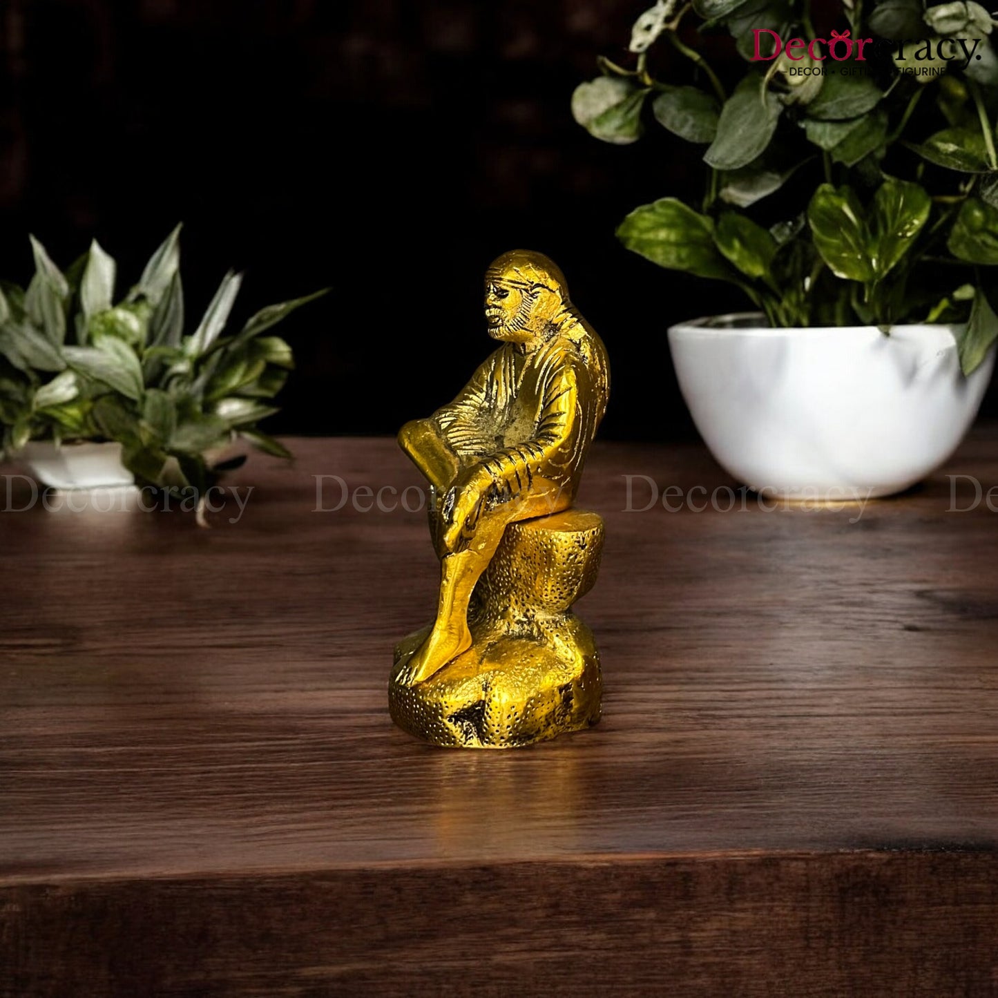 Sai Baba Sitting Metal golden