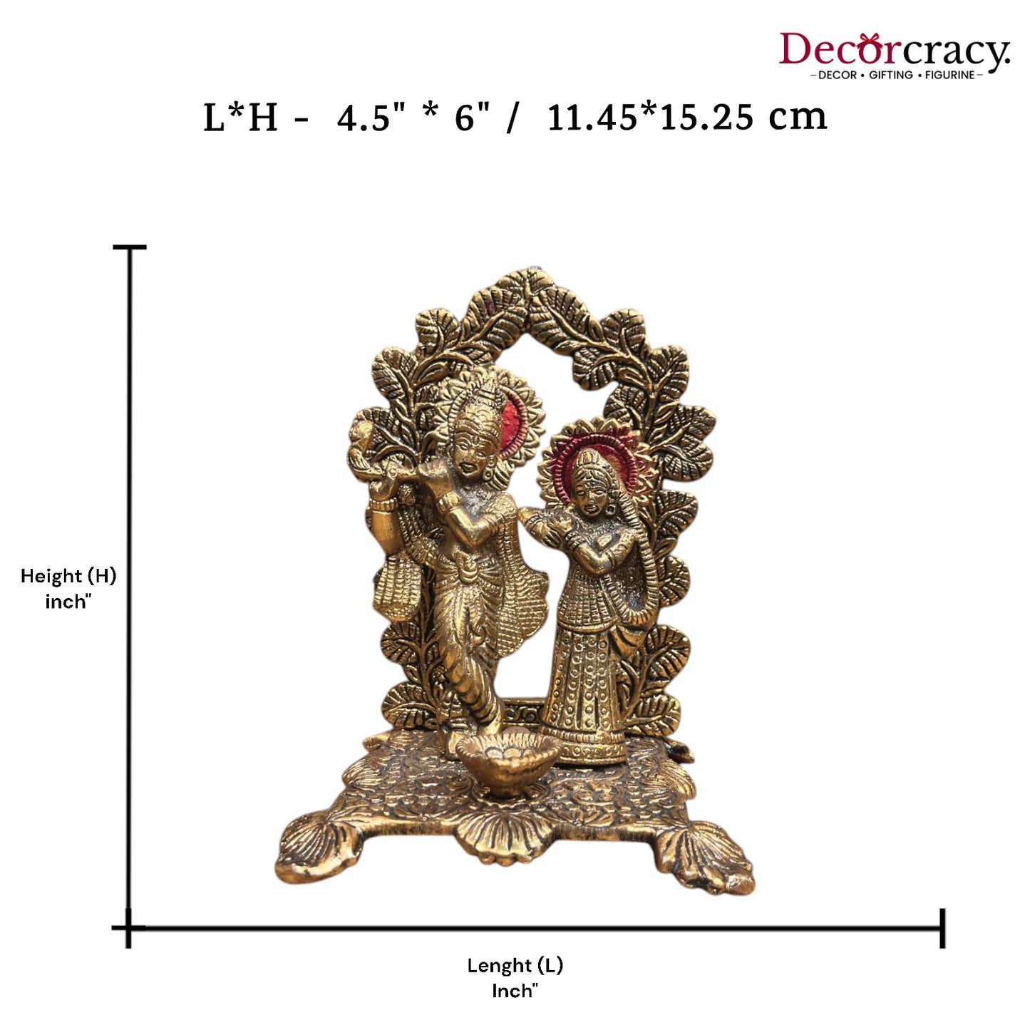 Shree Radha Krishna leaf Mehraab Deepak Metal golden