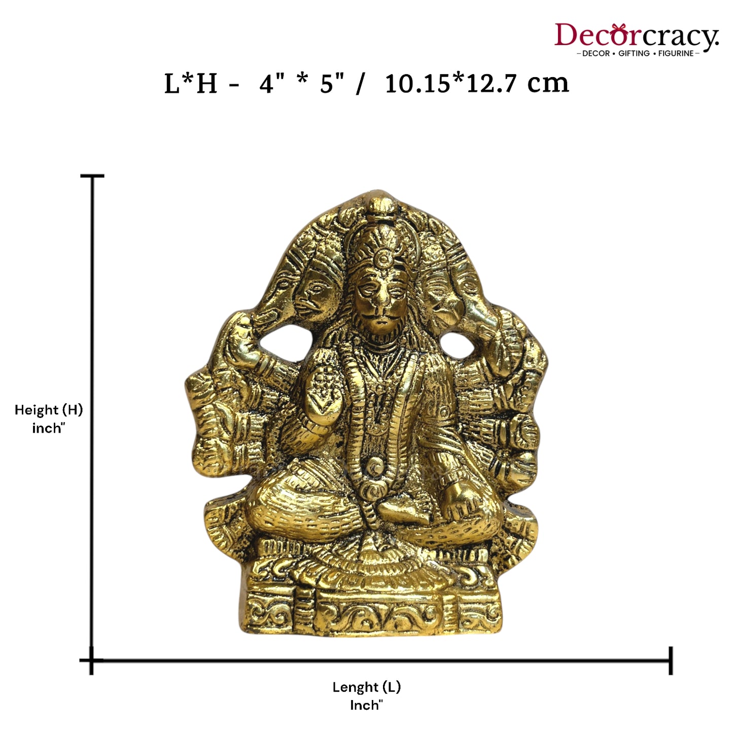 Panch Mukhi Hanuman Ji Metal Golden Wall Hanging