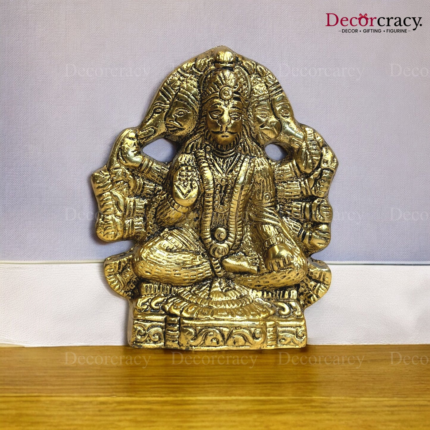 Panch Mukhi Hanuman Ji Metal Golden Wall Hanging