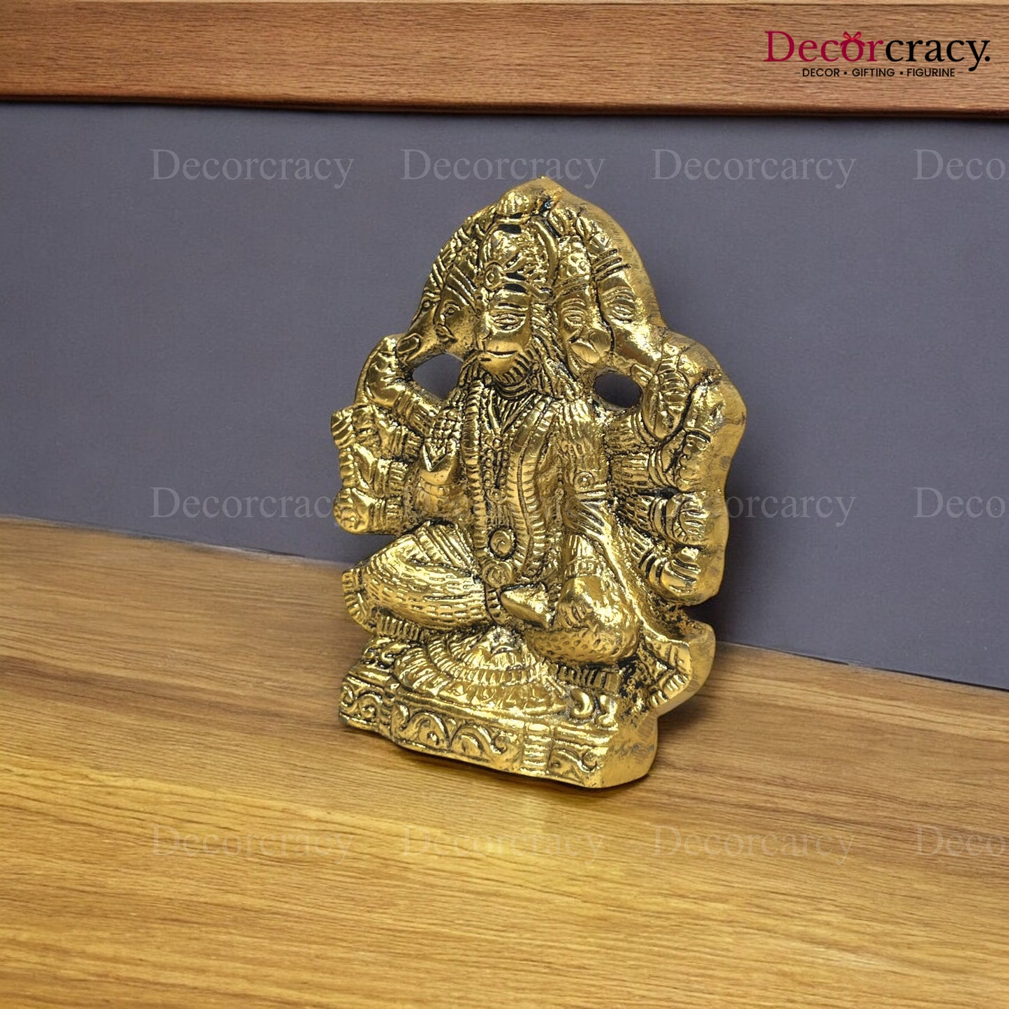 Panch Mukhi Hanuman Ji Metal Golden Wall Hanging