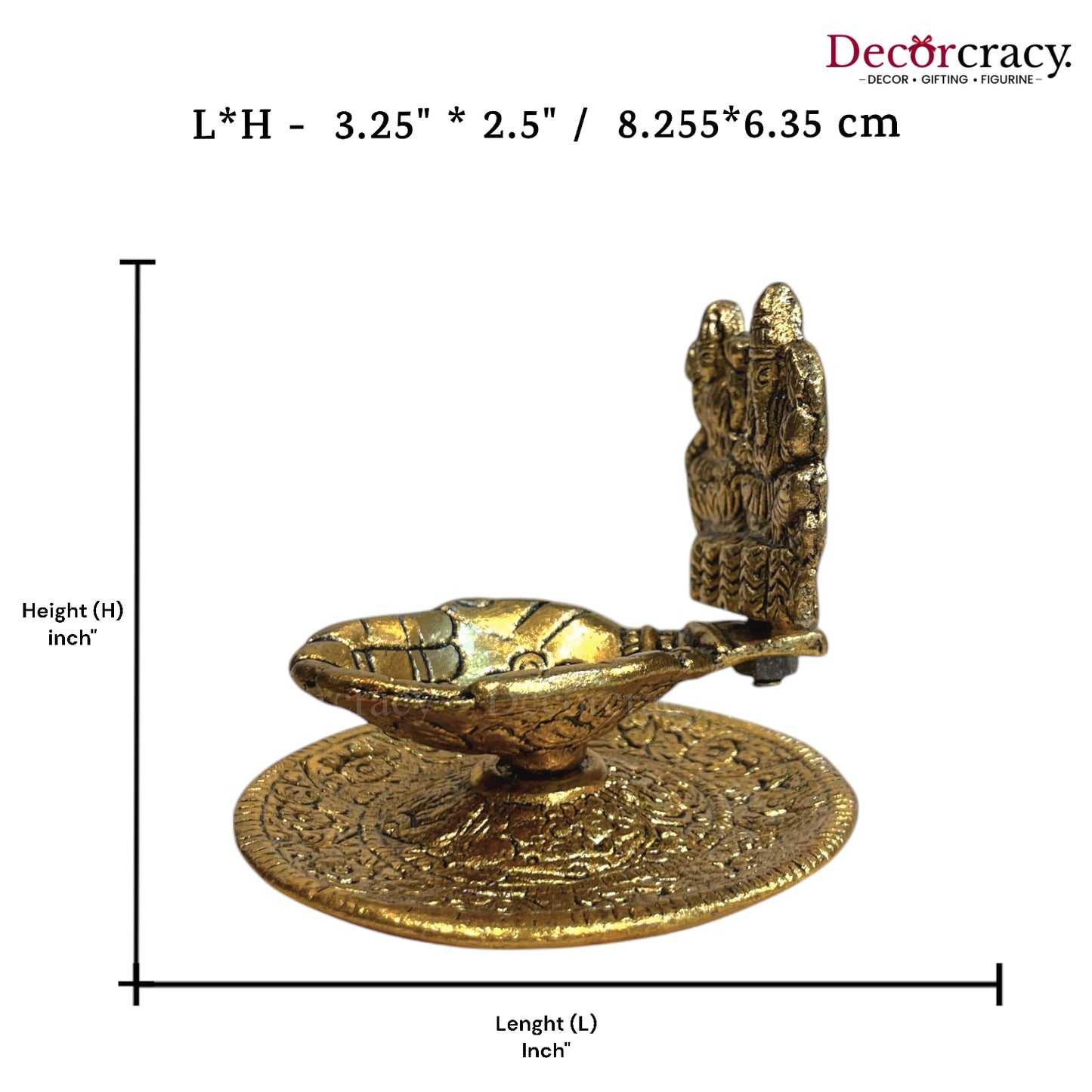 Lakshmi Ganesh Deepak Medium Metal golden