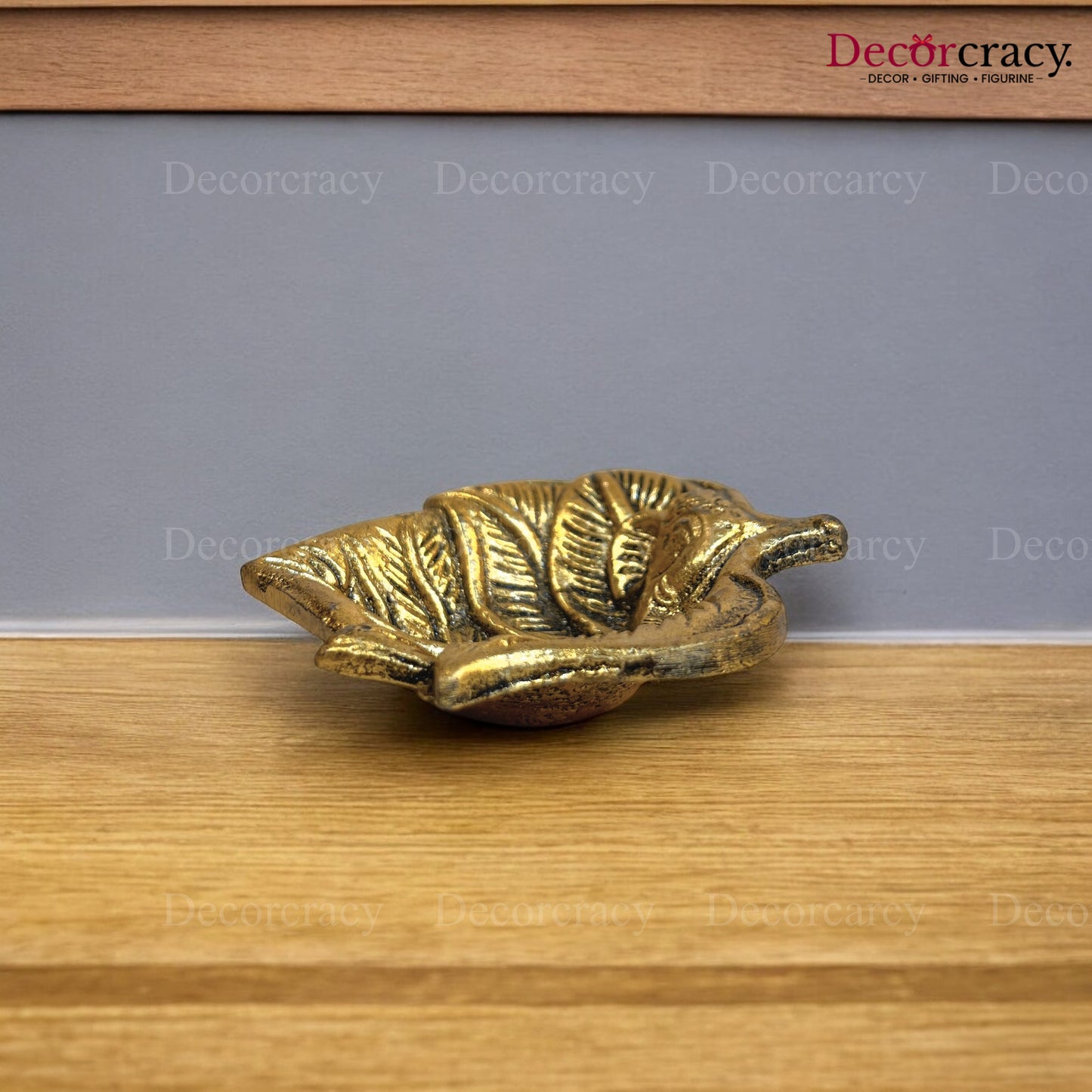 Maple Ganesh Leaf Deepak Metal golden