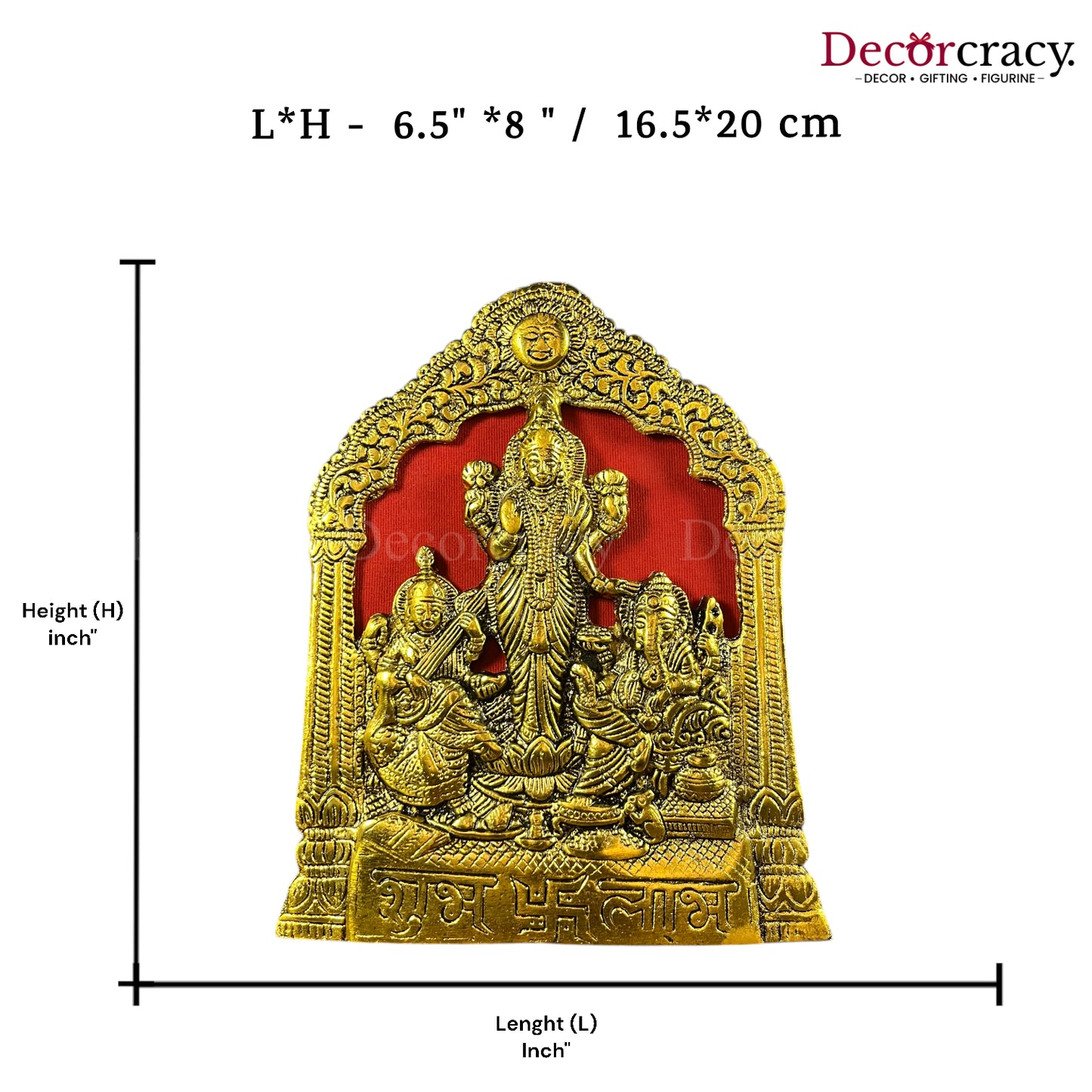 Shree Lakshmi Ganesh Saraswati Frame Wall Hanging Metal golden