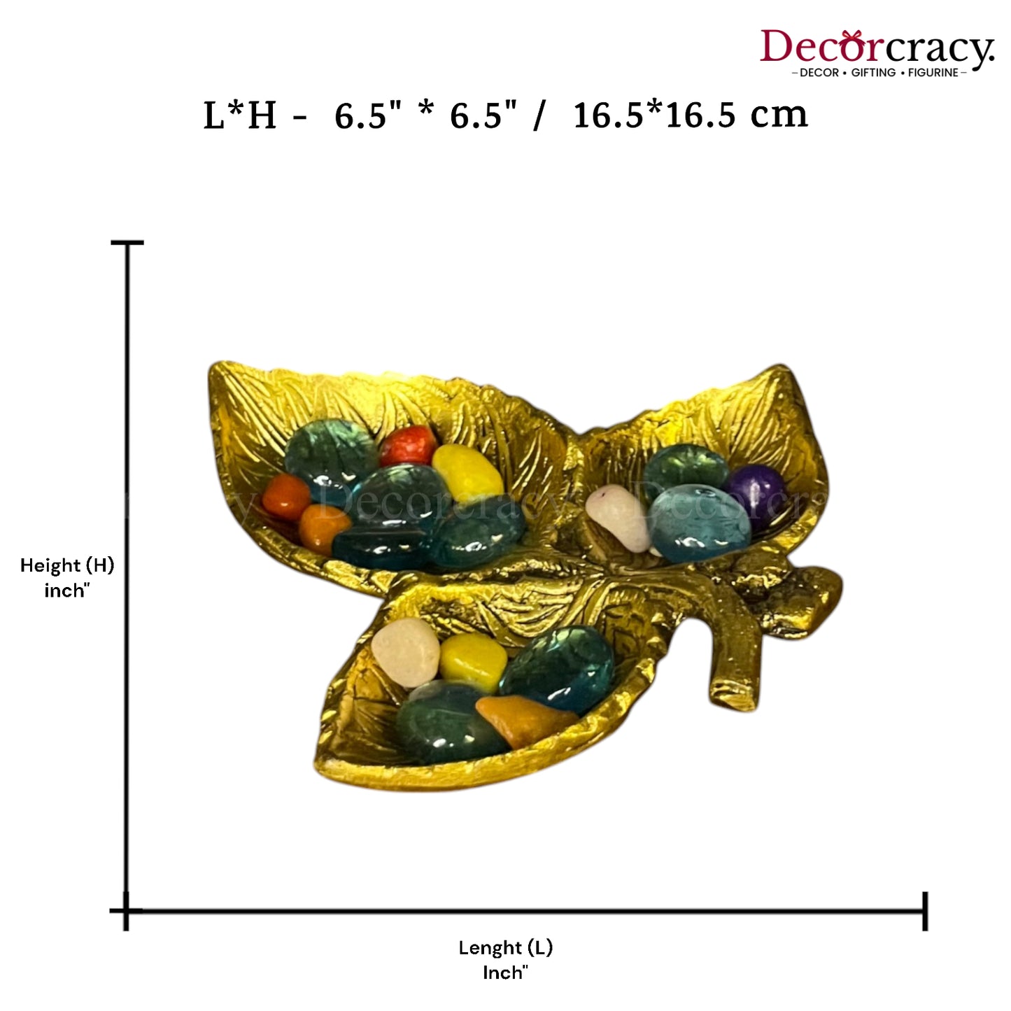 3 Leaf Serving Tray Metal golden