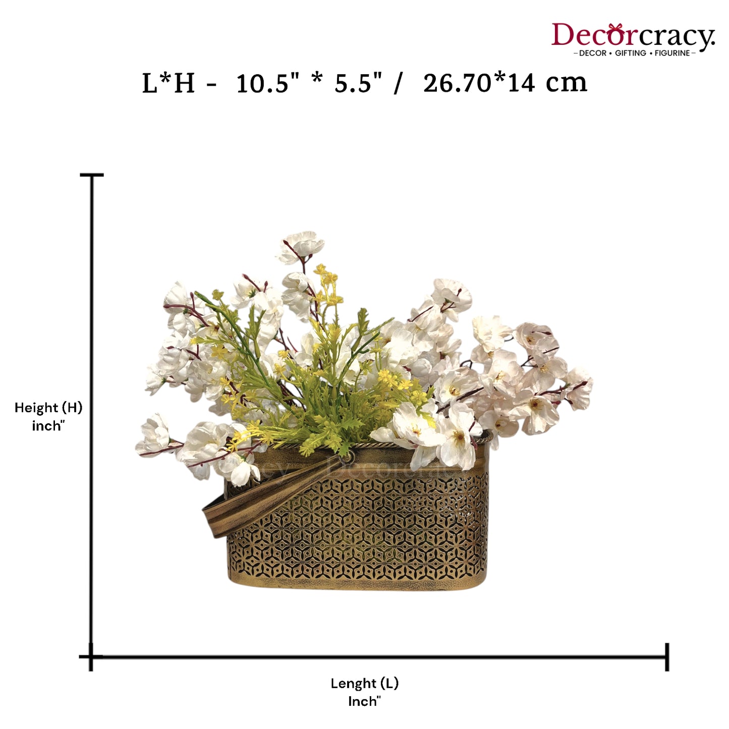 Multipurpose Basket Iron Antique Golden Flower Vase Newspaper Magazine Keeper Netted Design Tribal Village Art