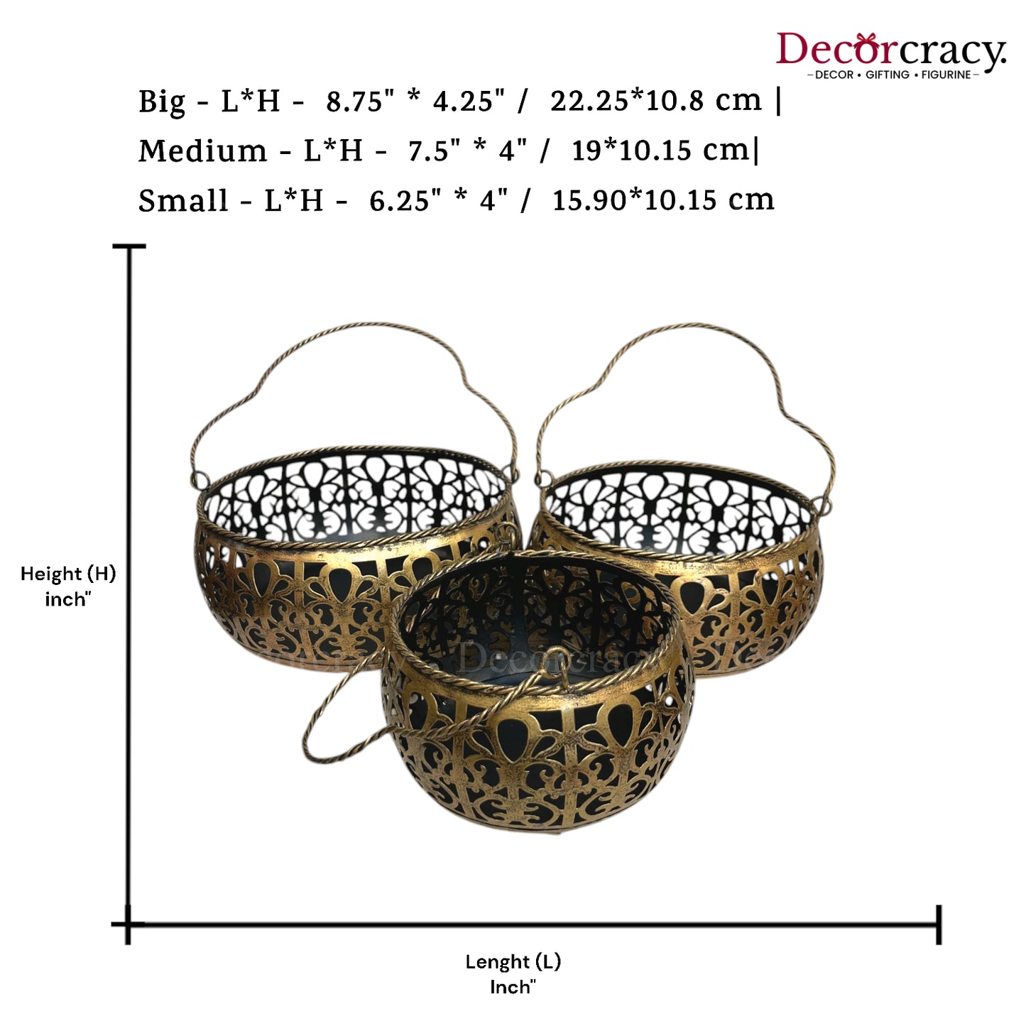 Multipurpose Basket Iron Antique Golden Netted Design Tribal Village Art