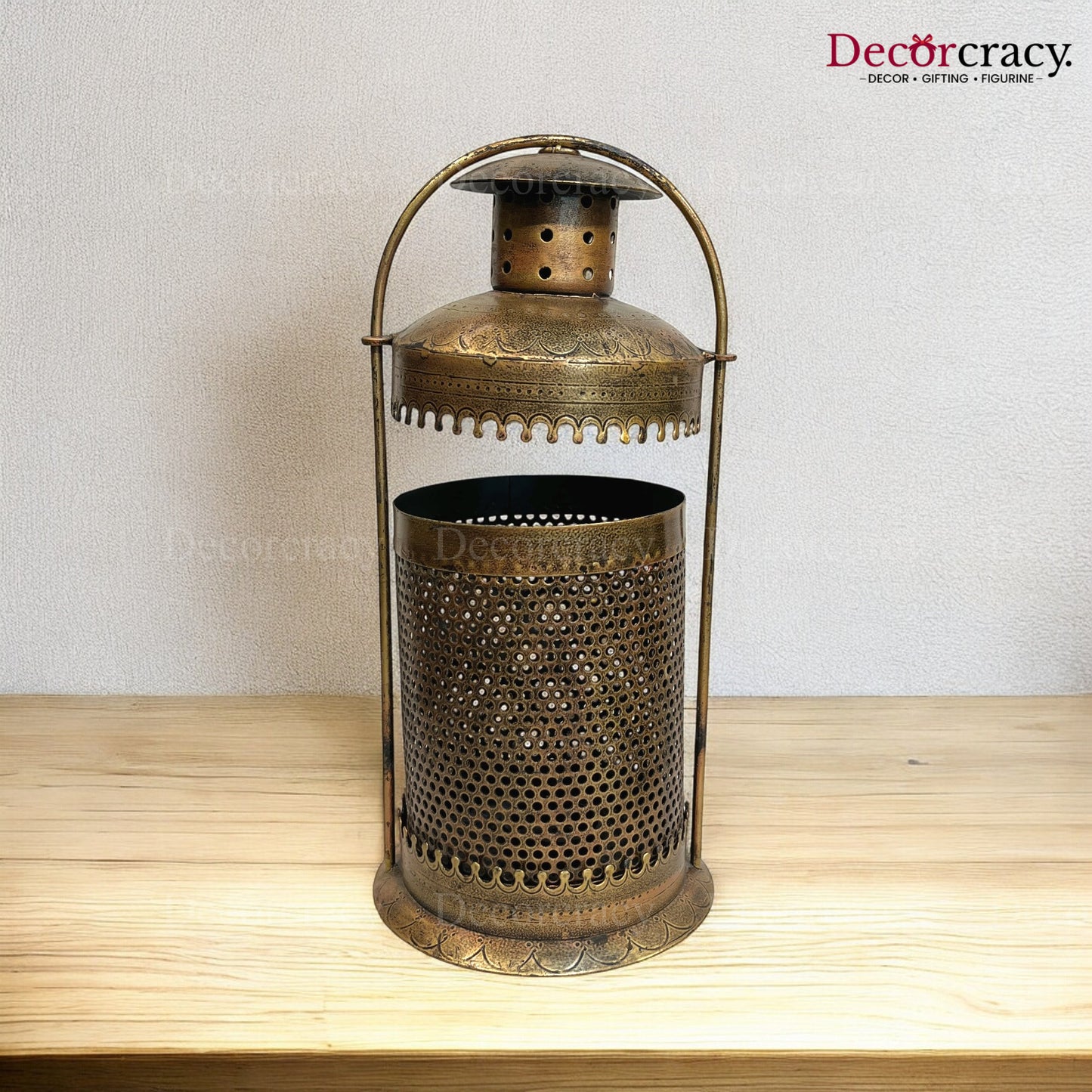 Lantern Iron Antique Golden Netted Design Tealight Candle Holder Stand Tribal Village Art