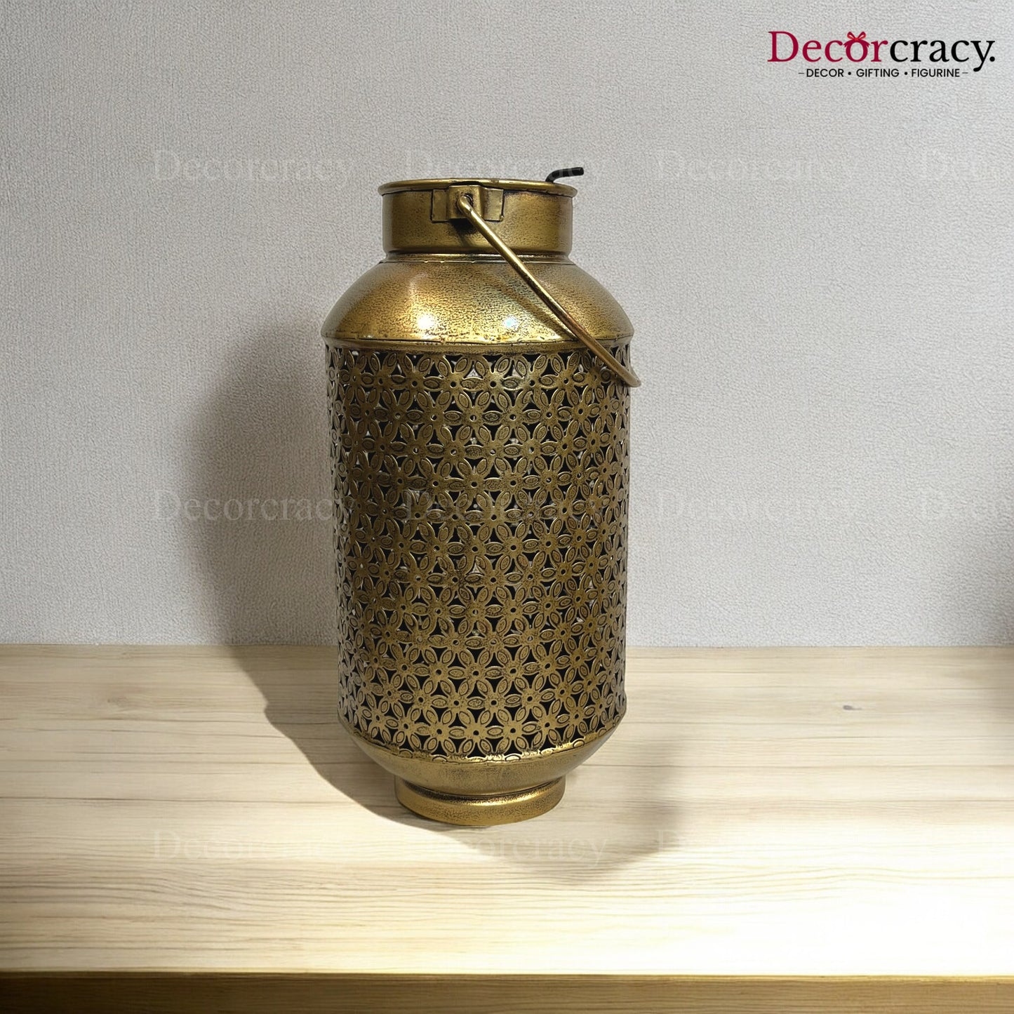 Pot Iron Antique Golden Netted Design Tealight Candle Holder Stand Tribal Village Art