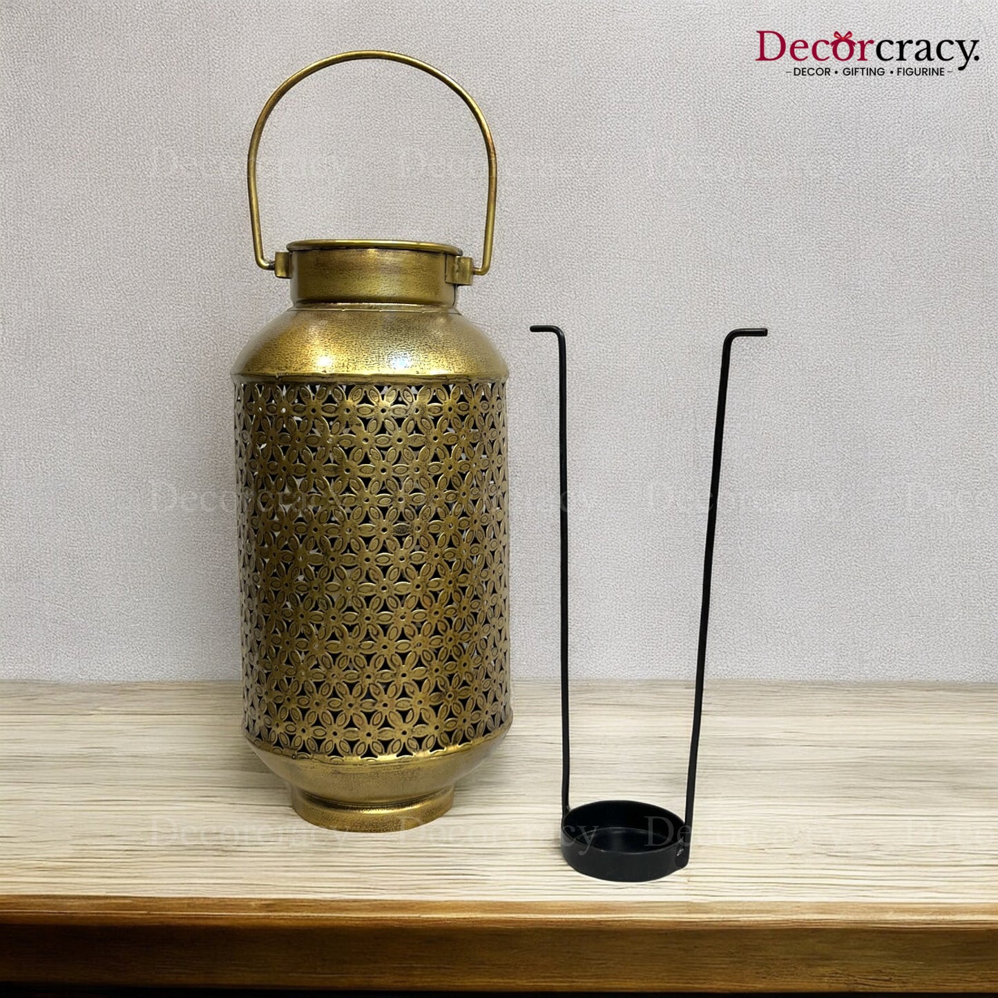 Pot Iron Antique Golden Netted Design Tealight Candle Holder Stand Tribal Village Art