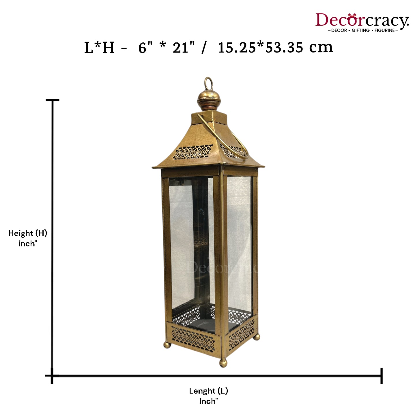 Lantern Glass Iron Big Antique Golden Netted Design Open Tealight Candle Holder Stand Tribal Village Modern Art