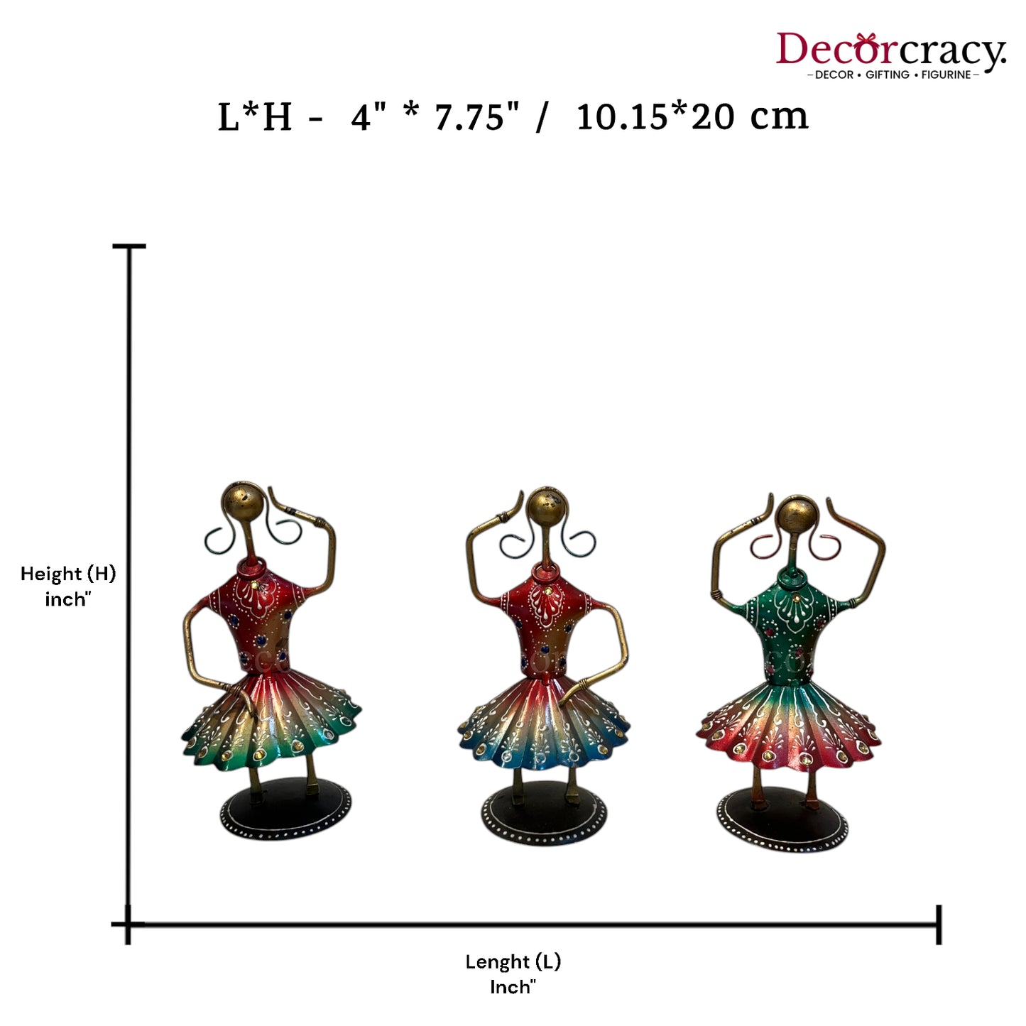 3pc Ladies Dancing Iron Showpieces Tribal Art Musical Instrument TV Unit Décor Tabletop