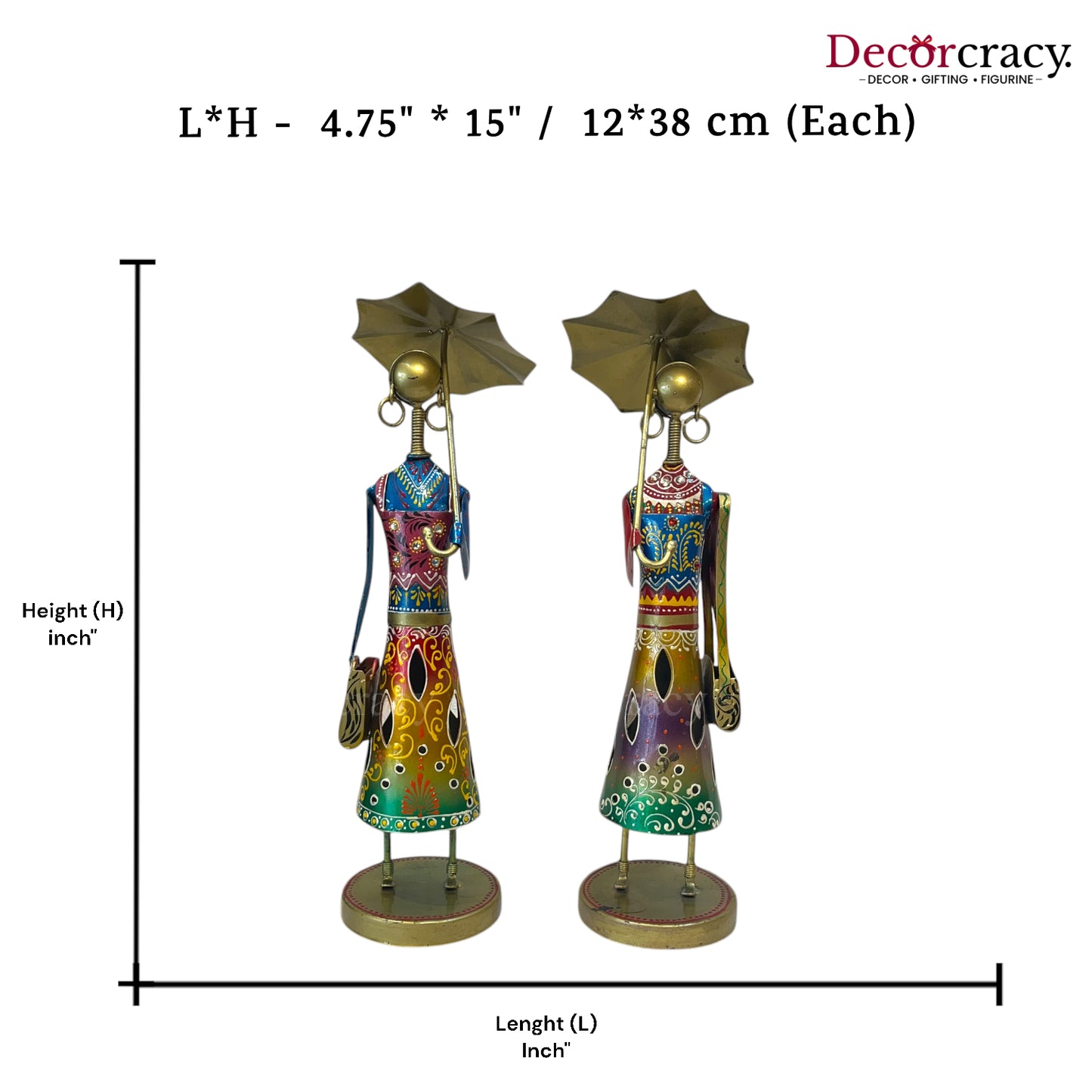 2pc Umbrella Ladies Set Iron Showpieces Tribal Art Musical Instrument TV Unit Décor Tabletop
