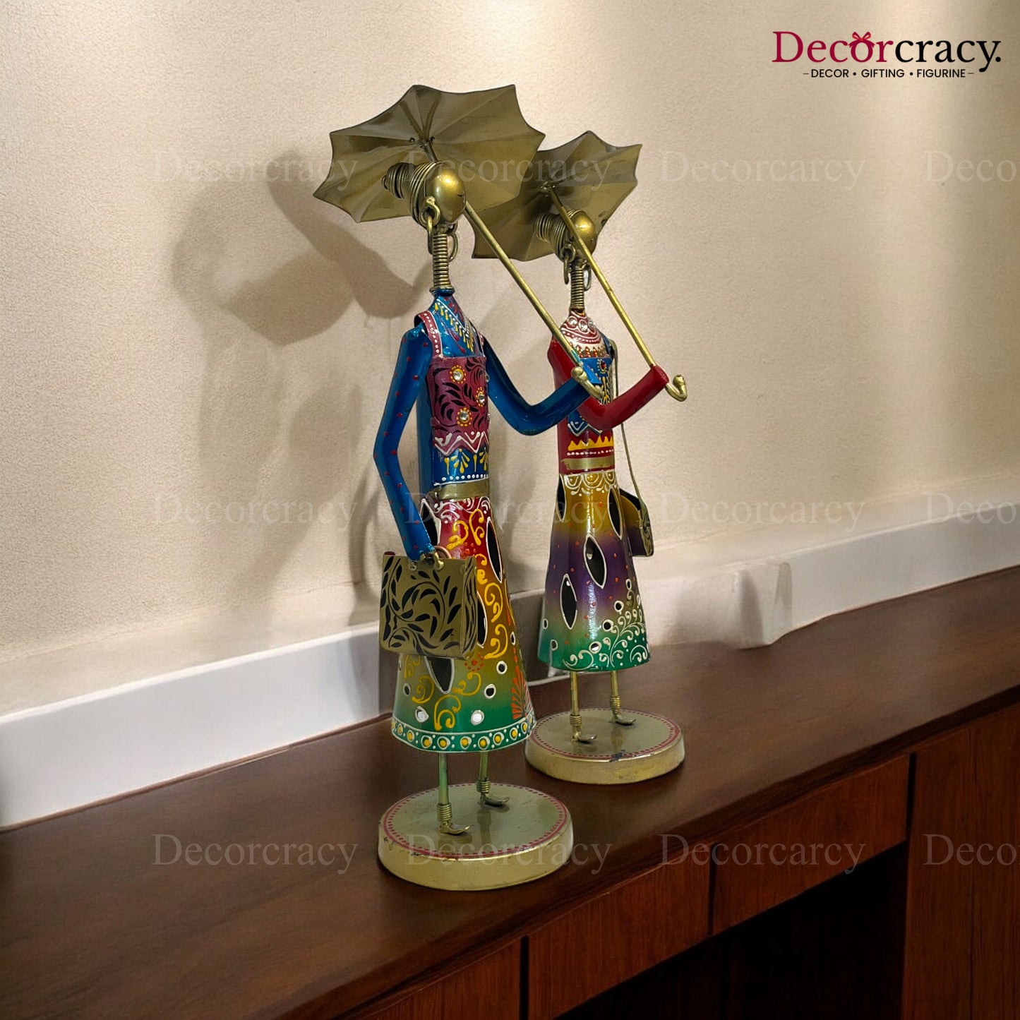 2pc Umbrella Ladies Set Iron Showpieces Tribal Art Musical Instrument TV Unit Décor Tabletop