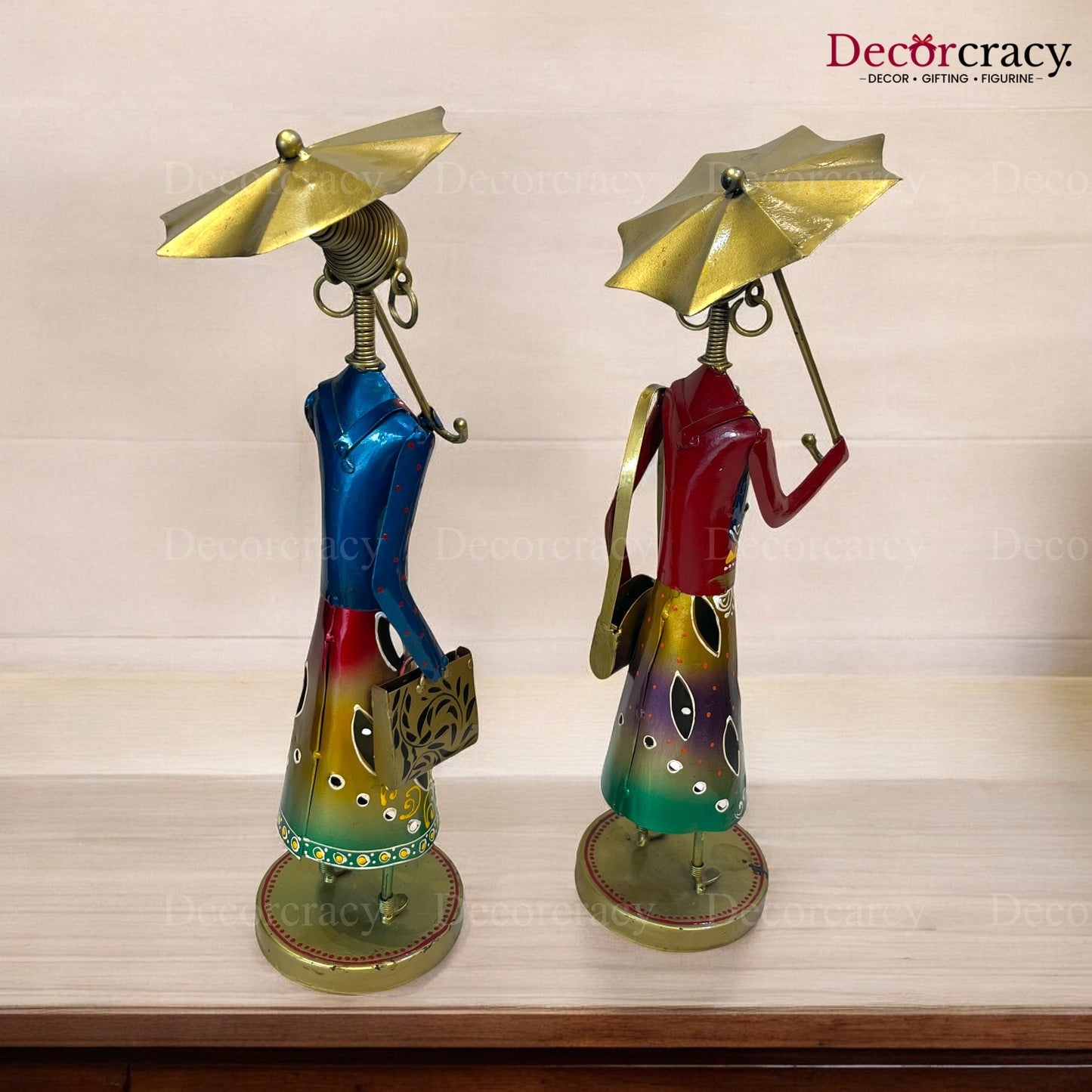 2pc Umbrella Ladies Set Iron Showpieces Tribal Art Musical Instrument TV Unit Décor Tabletop