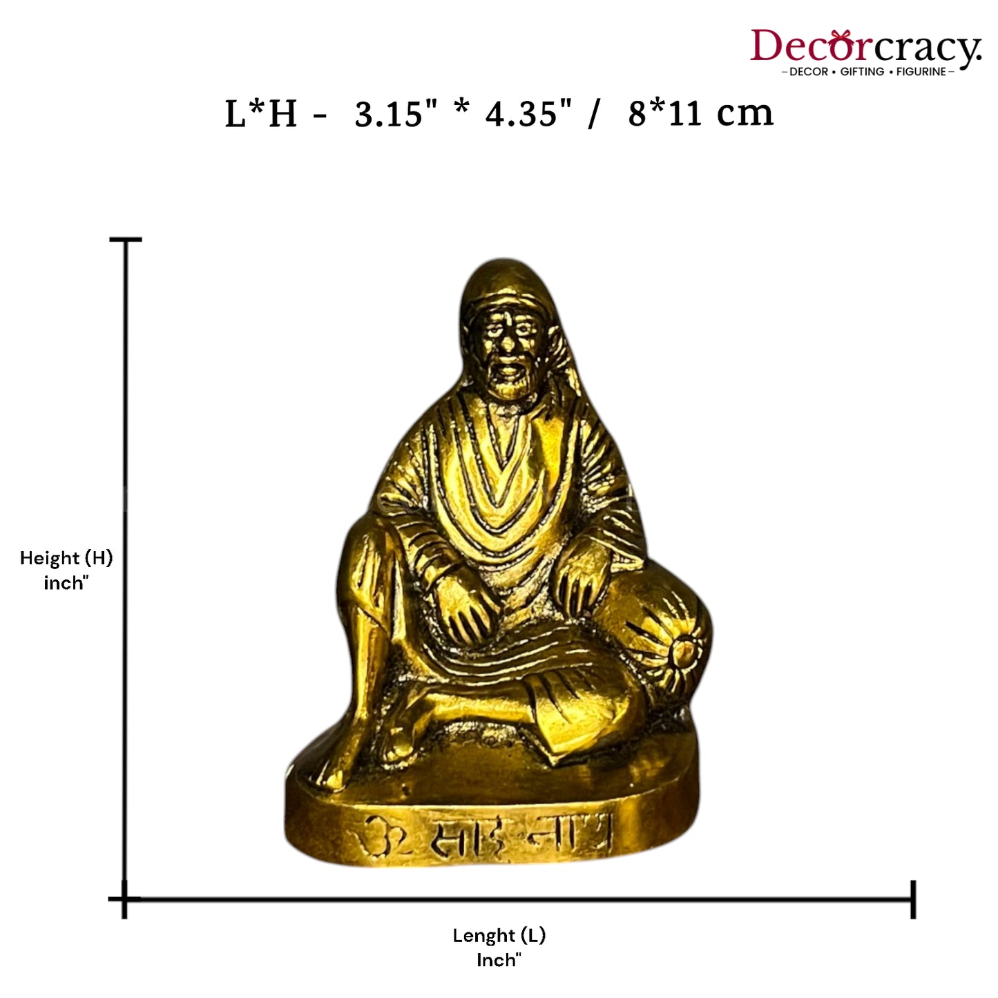 Sai Baba Sitting Metal golden