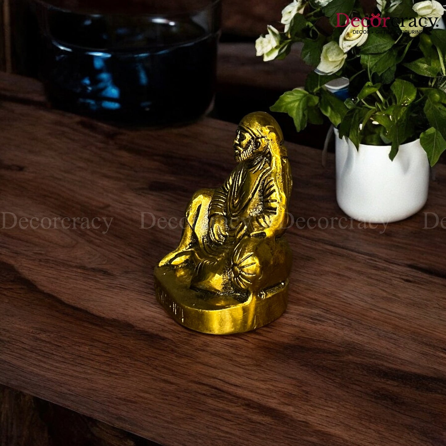 Sai Baba Sitting Metal golden