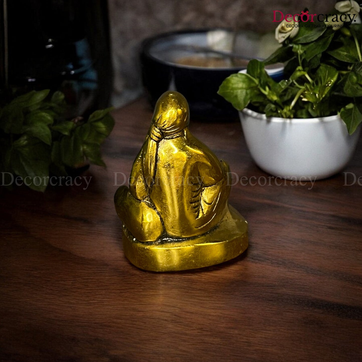 Sai Baba Sitting Metal golden