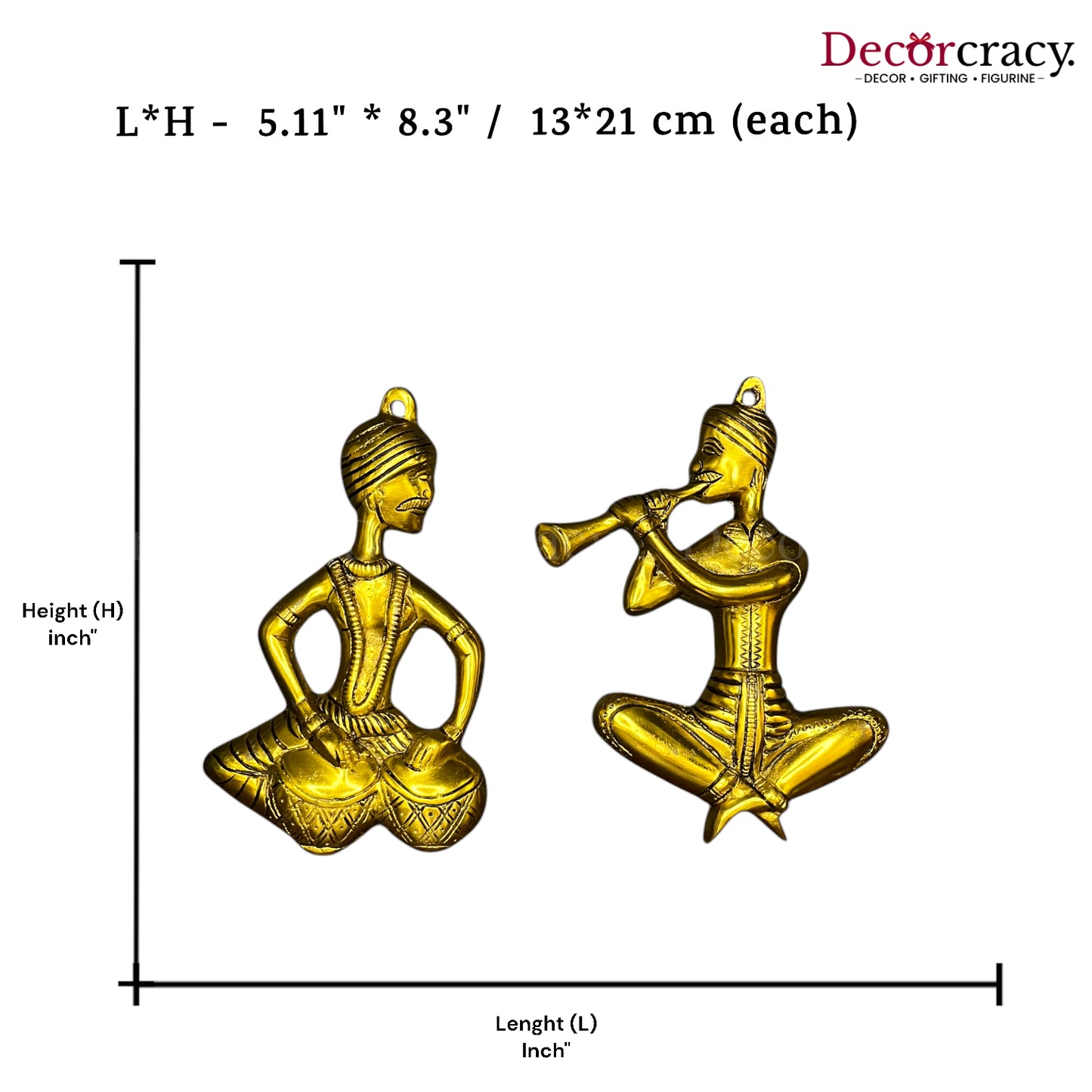 2 Pc Musician set Wall Hanging Metal golden