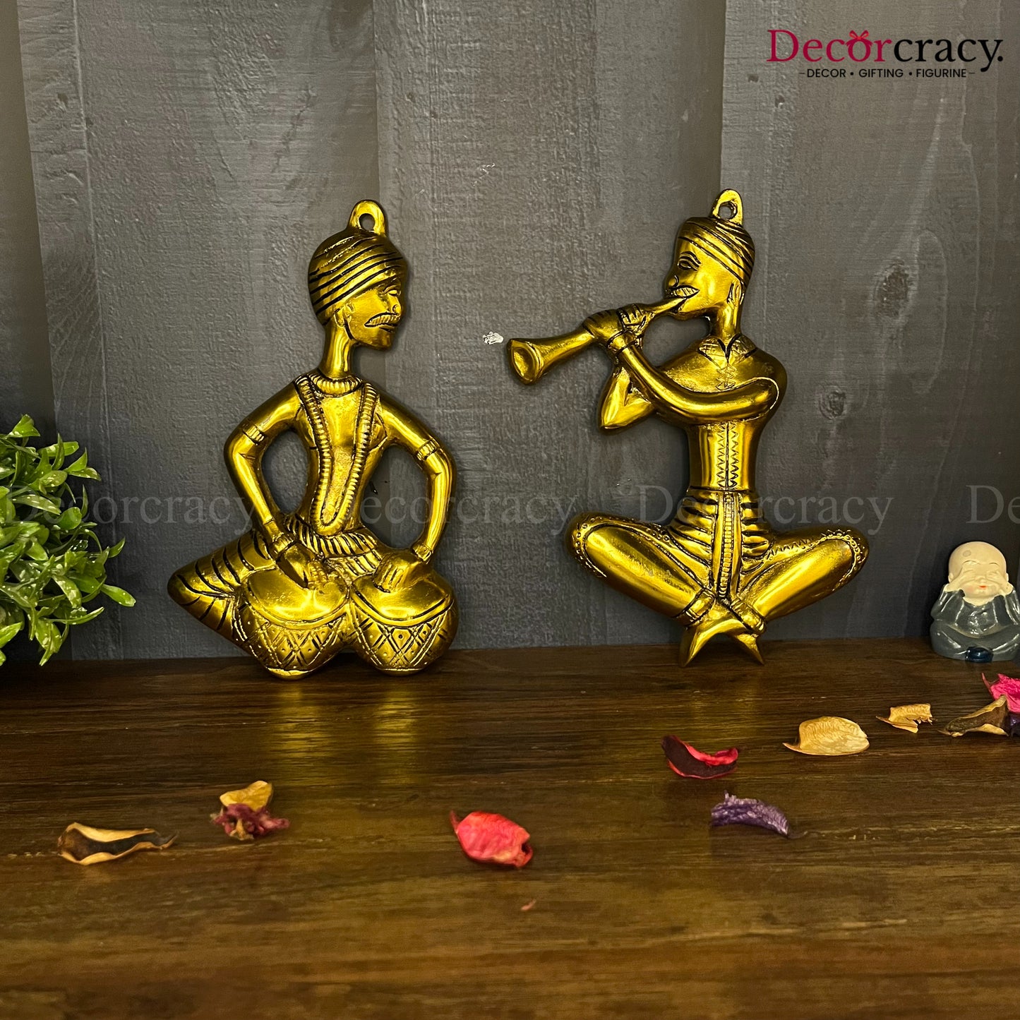 2 Pc Musician set Wall Hanging Metal golden