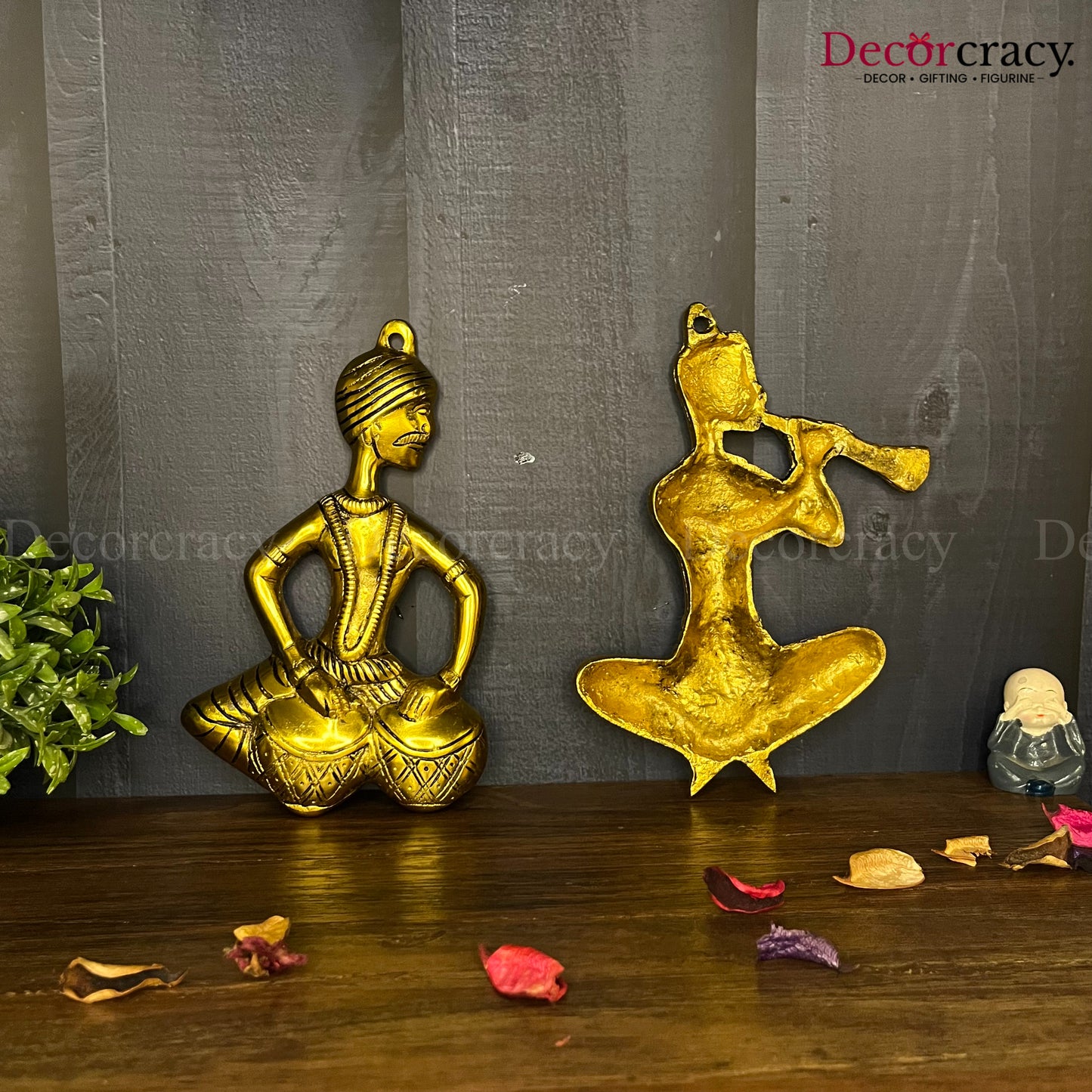 2 Pc Musician set Wall Hanging Metal golden