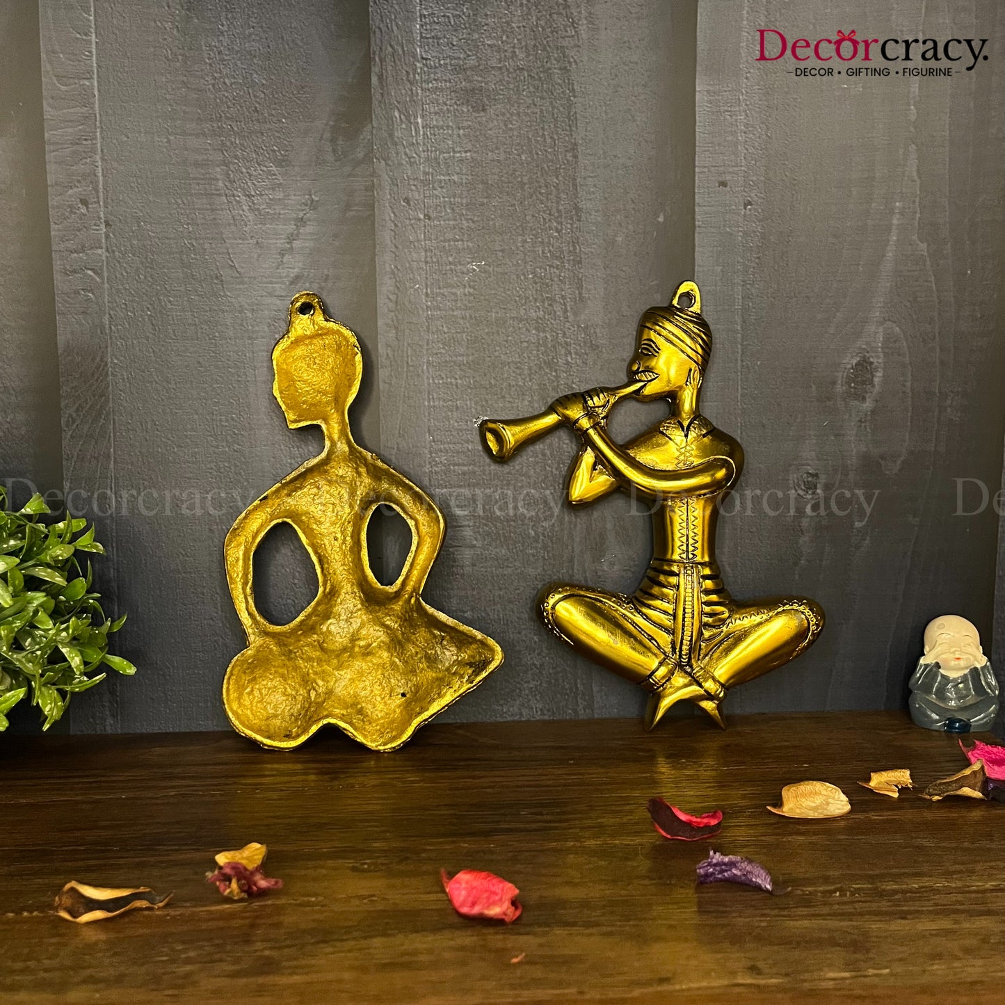 2 Pc Musician set Wall Hanging Metal golden