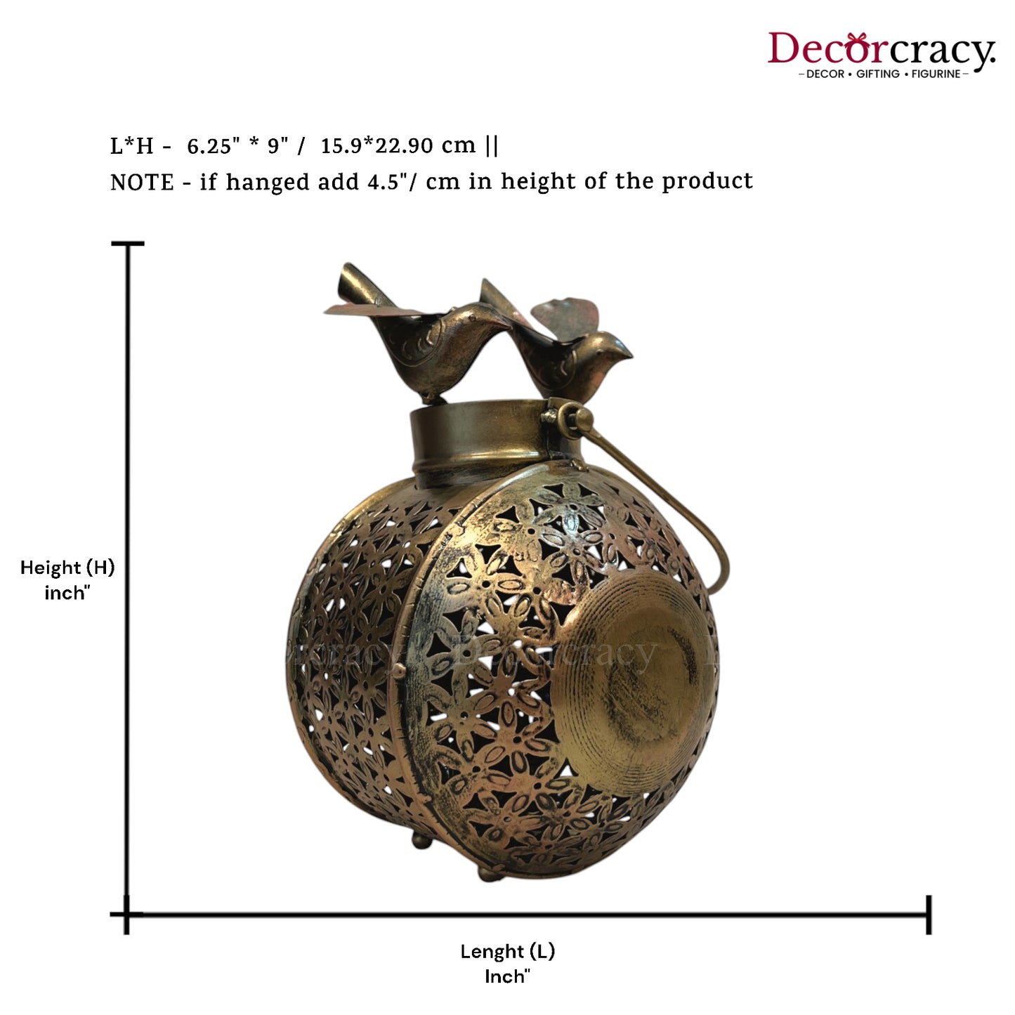 Pot Bird Matka Iron Antique Golden Netted Design Tealight Candle Holder Stand Tribal Village Art