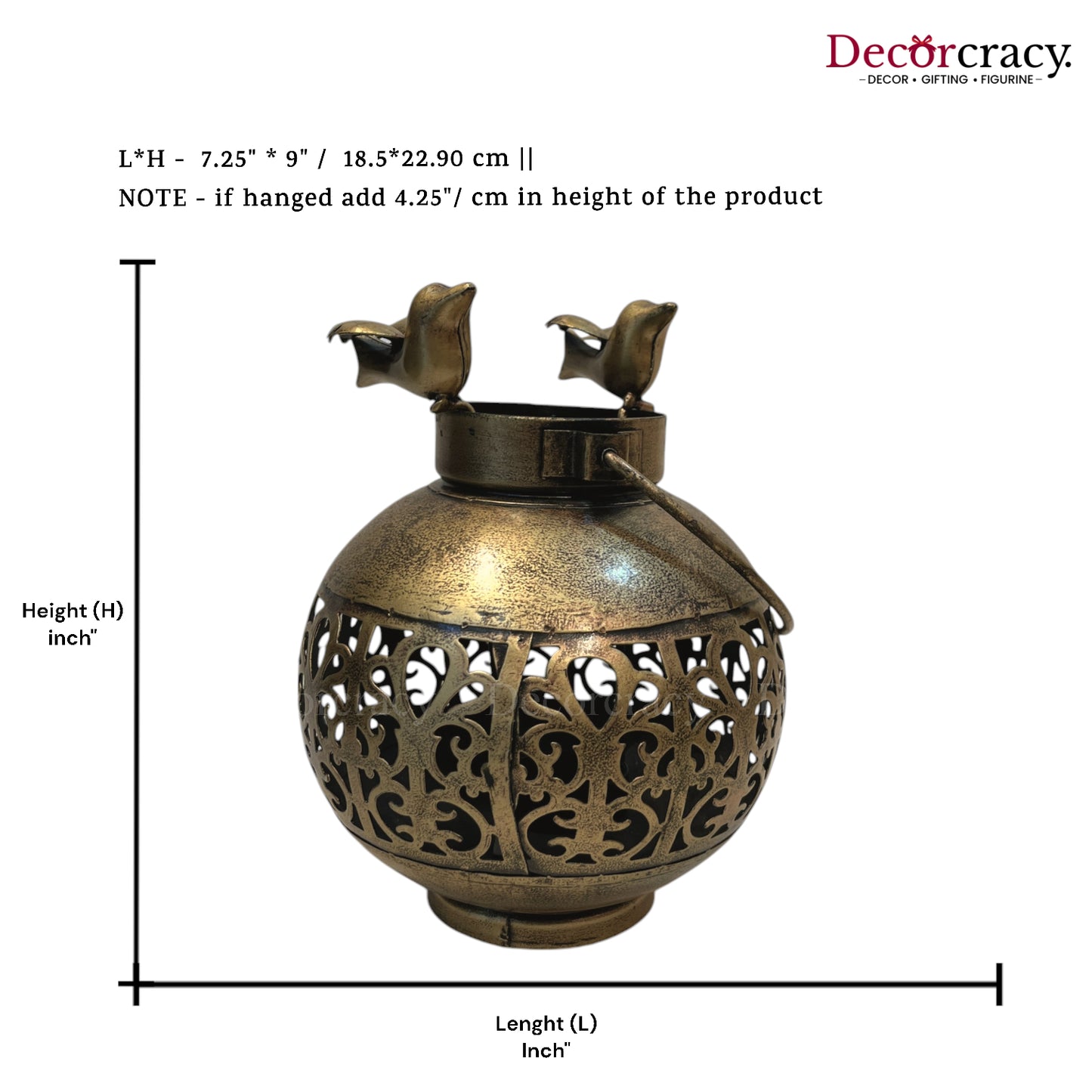 Pot Bird Matka Iron Antique Golden Netted Design Tealight Candle Holder Stand