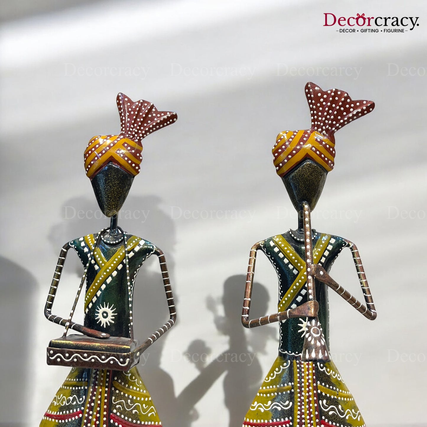 3pc Baarat Musician Iron Showpieces Tribal Art Musical Instrument TV Unit Décor Tabletop