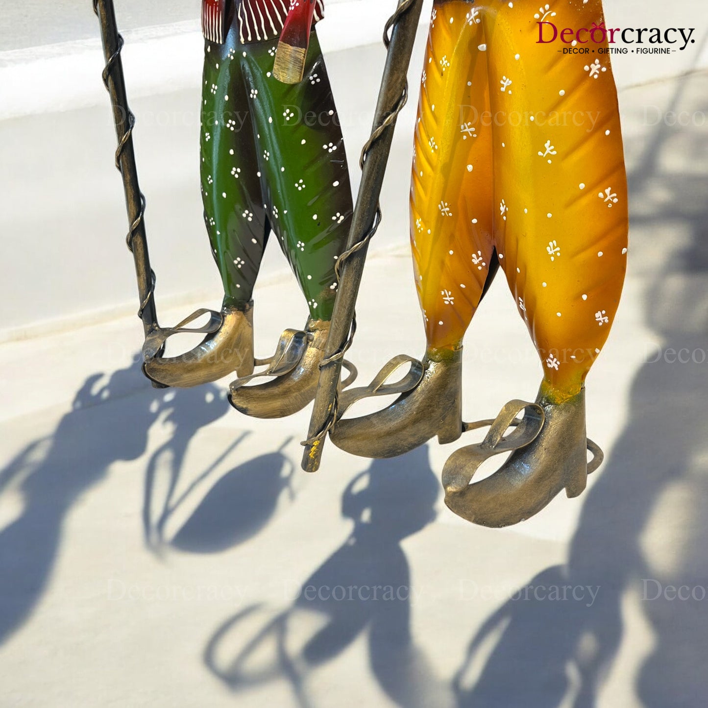 2pc Rajasthani Guard Musician Iron Showpieces Tribal Art Musical Instrument TV Unit Décor Tabletop