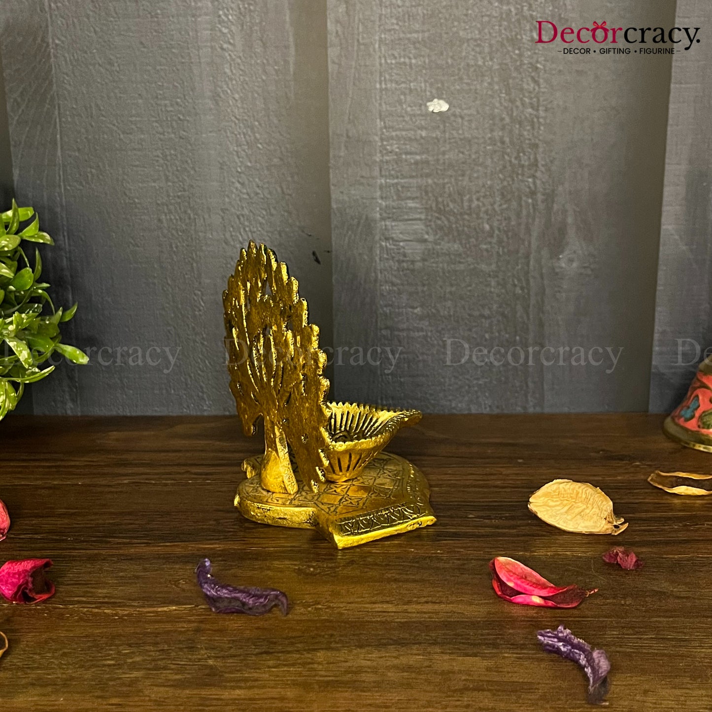 Tree Oil Deepak for Aarti Pooja Ped Metal golden