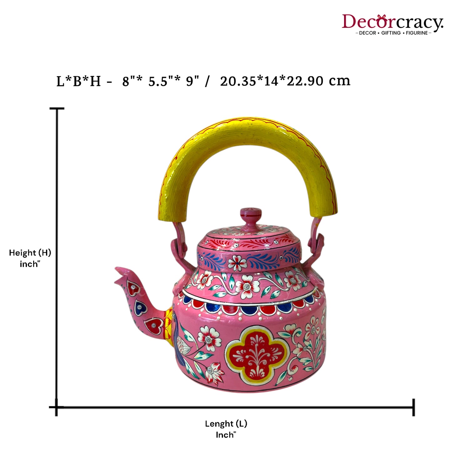 Chai Ketli Tea Pot Pink Hand Painted Aluminium Rajasthani