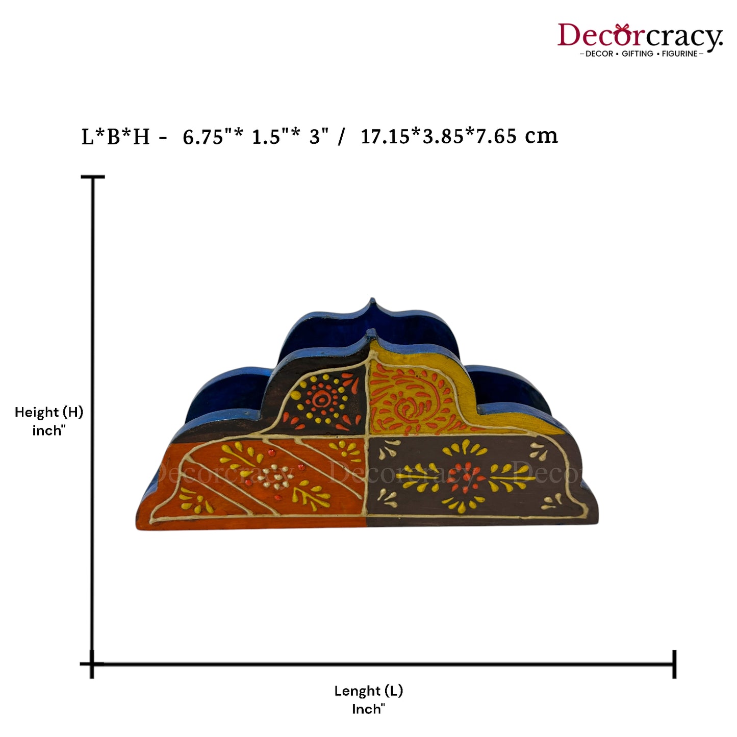 Tissue Napkin Holder Multicolor Hand Painted Wooden Rajasthani