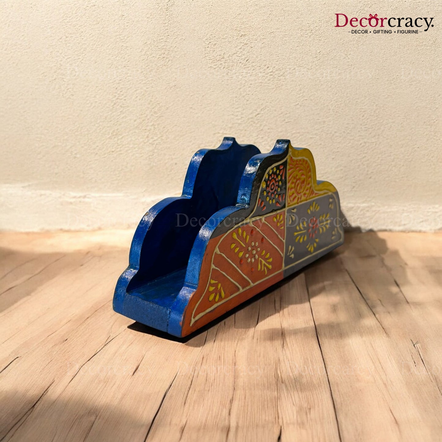 Tissue Napkin Holder Multicolor Hand Painted Wooden Rajasthani